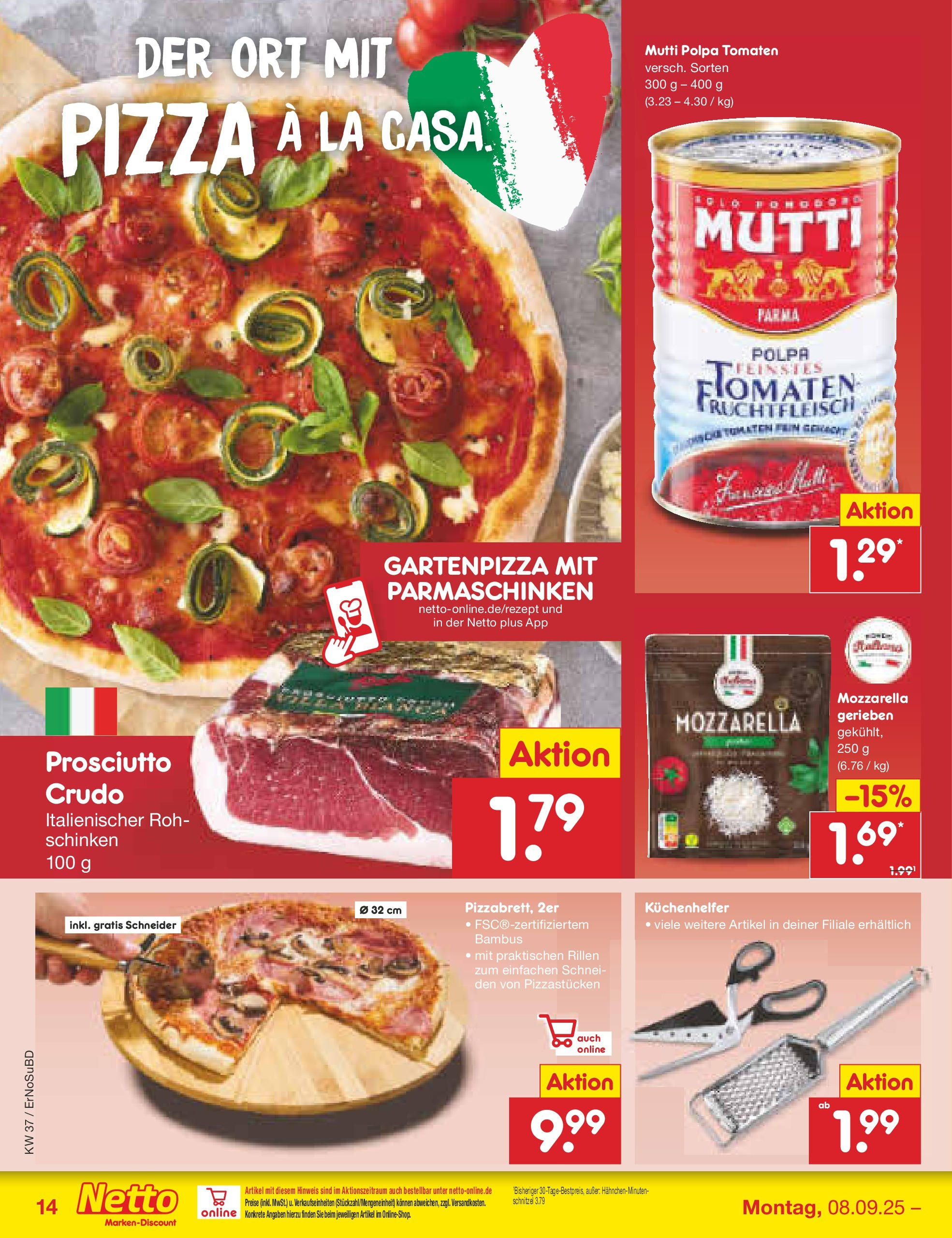 Netto Marken-Discount prospekt Weimar	 (ab 07.09.2025) » Angebote | Seite: 16 | Produkte: Tomaten, Schnitzel, Schinken, Pizza