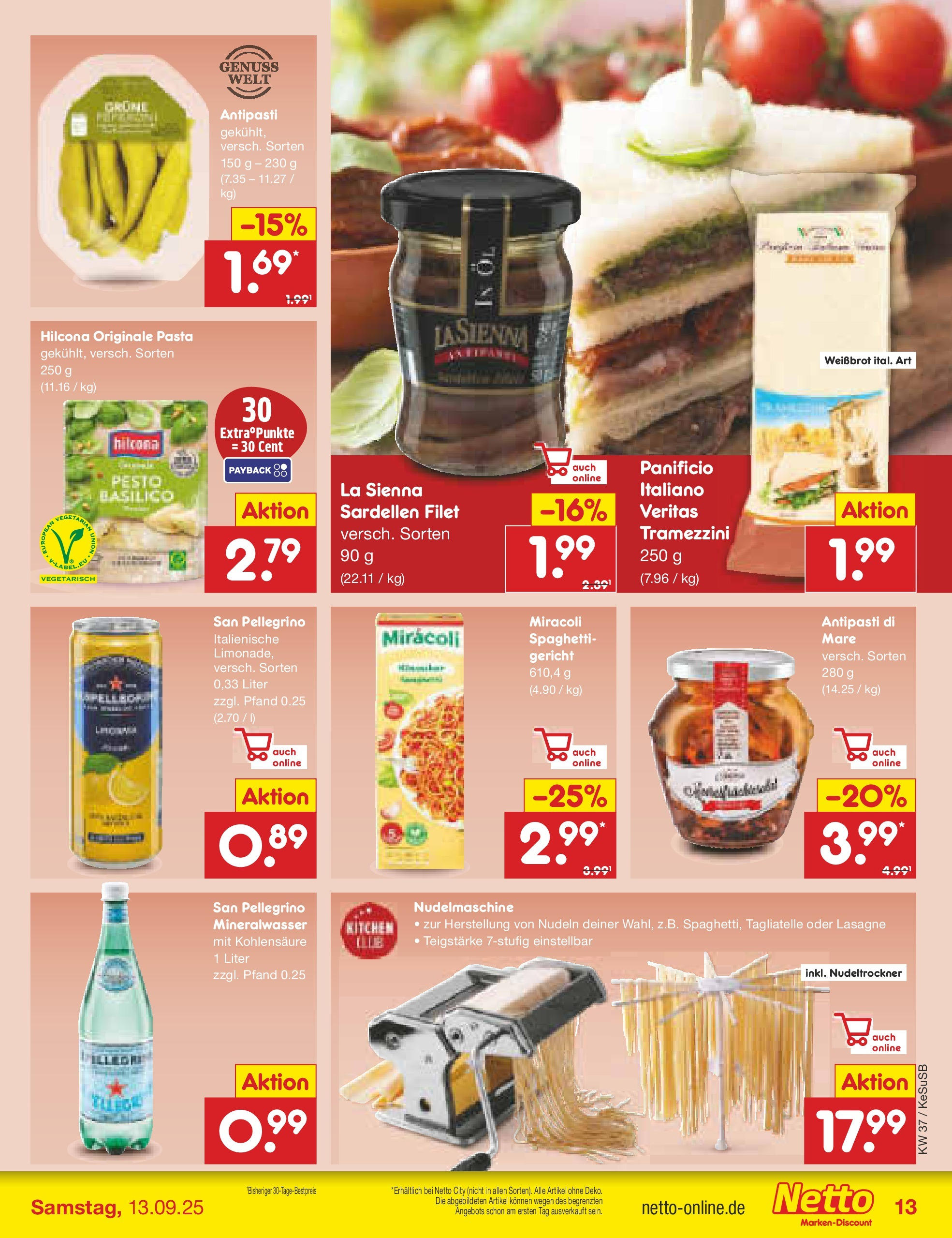 Netto Marken-Discount prospekt Kruft (ab 07.09.2025) » Angebote | Seite: 13 | Produkte: Mineralwasser, Pasta, Nudeln Netto Marken-Discount prospekt Kruft (ab 07.09.2025) » Angebote | Seite: 13 | Produkte: Mineralwasser, Pasta, Nudeln