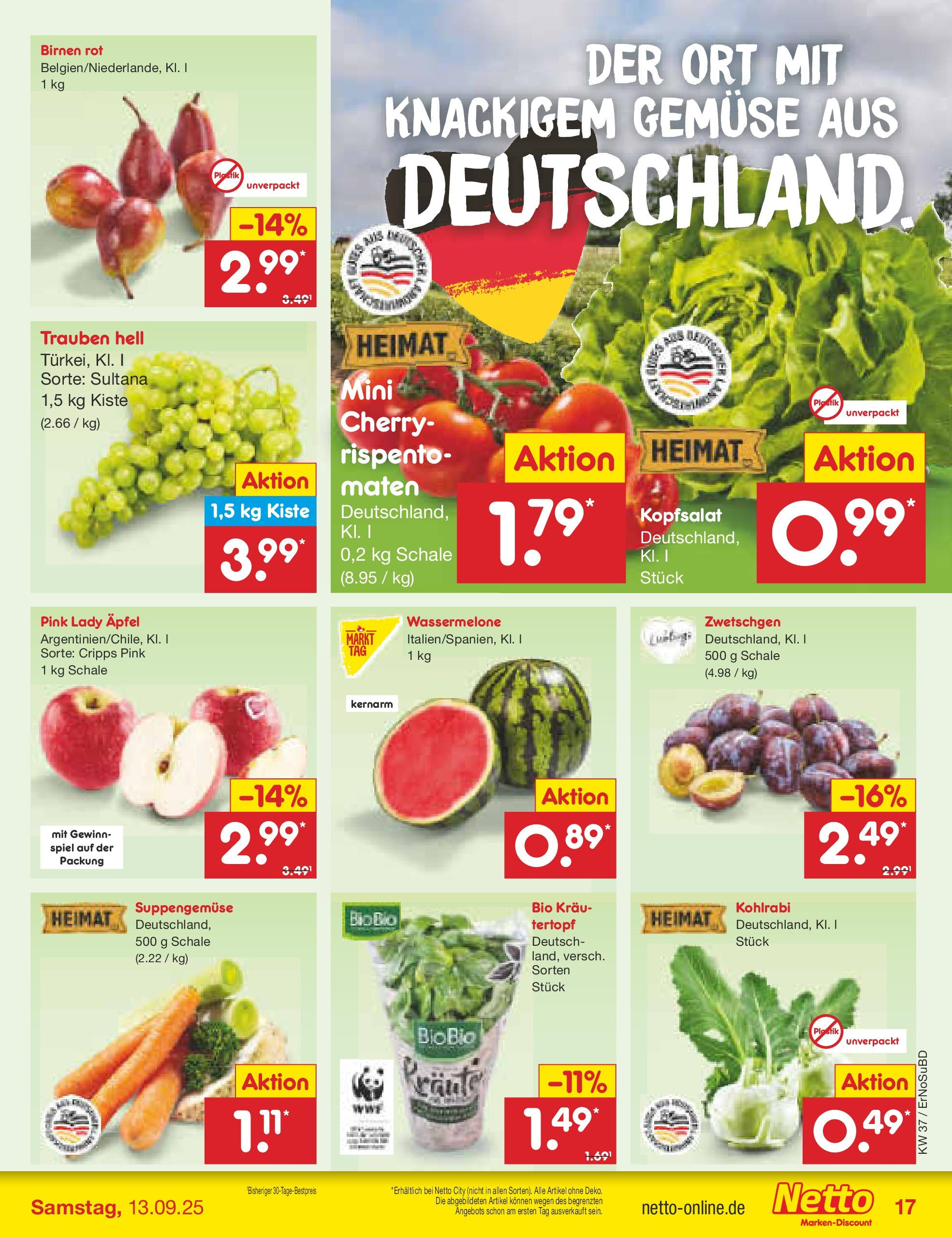Netto Marken-Discount prospekt Weimar	 (ab 07.09.2025) » Angebote | Seite: 25 | Produkte: Kohlrabi, Äpfel, Zwetschgen, Gemüse