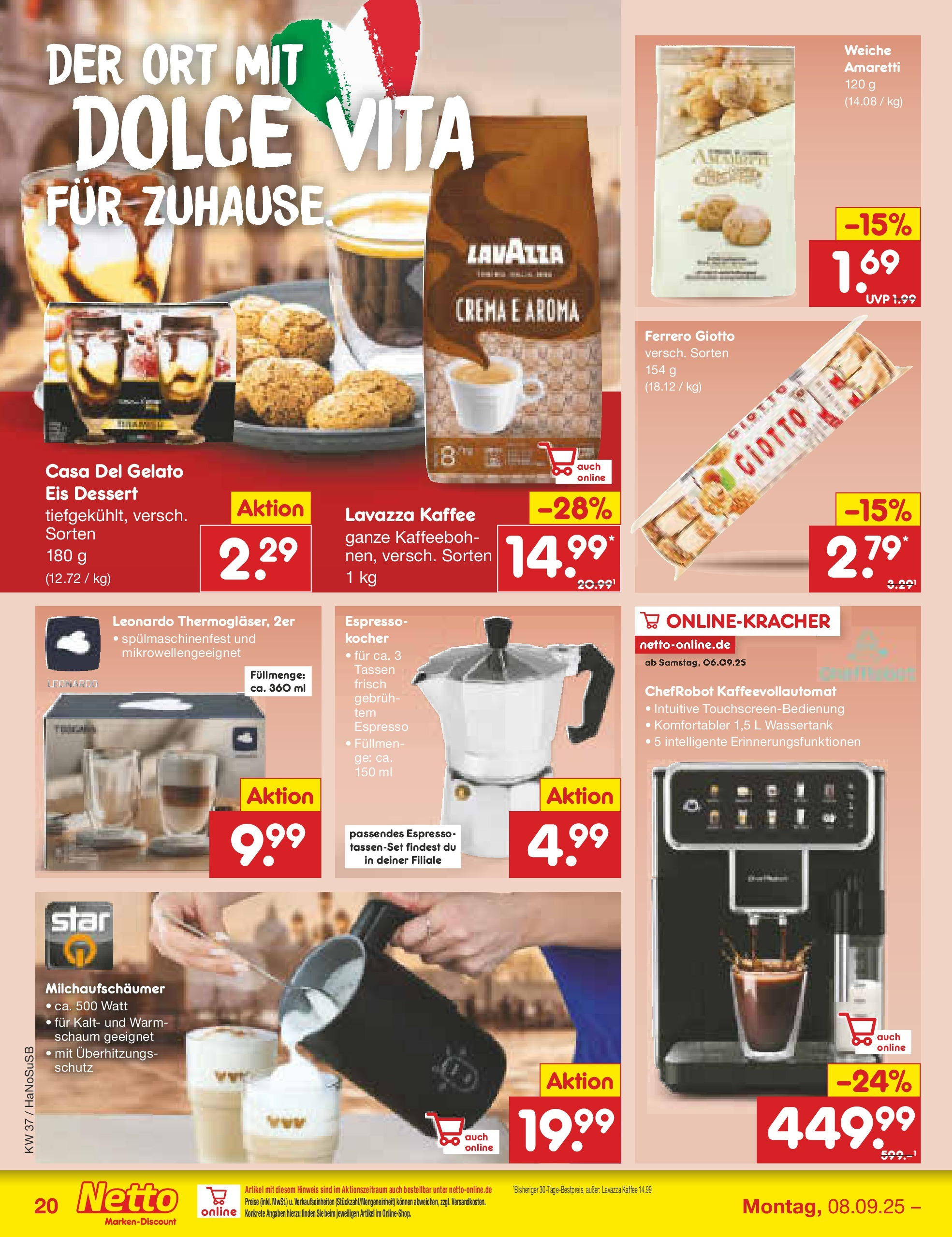 Netto Marken-Discount prospekt Wuppertal (ab 07.09.2025) » Angebote | Seite: 26 | Produkte: Lavazza, Kocher, Kaffee, Kaffeevollautomat Netto Marken-Discount prospekt Wuppertal (ab 07.09.2025) » Angebote | Seite: 26 | Produkte: Lavazza, Kocher, Kaffee, Kaffeevollautomat