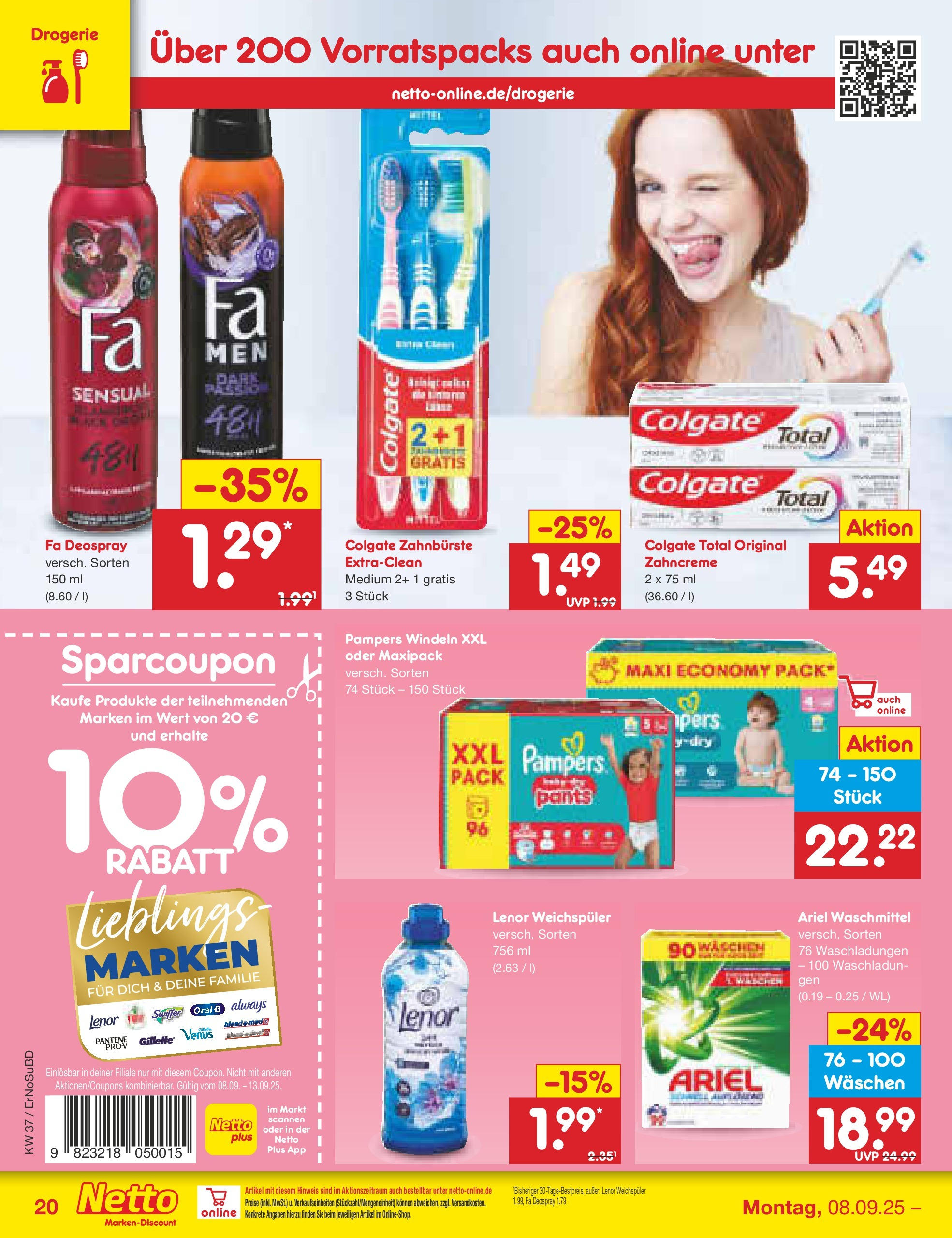 Netto Marken-Discount prospekt Weimar	 (ab 07.09.2025) » Angebote | Seite: 30 | Produkte: Ariel, Pampers, Zahnbürste, Weichspüler