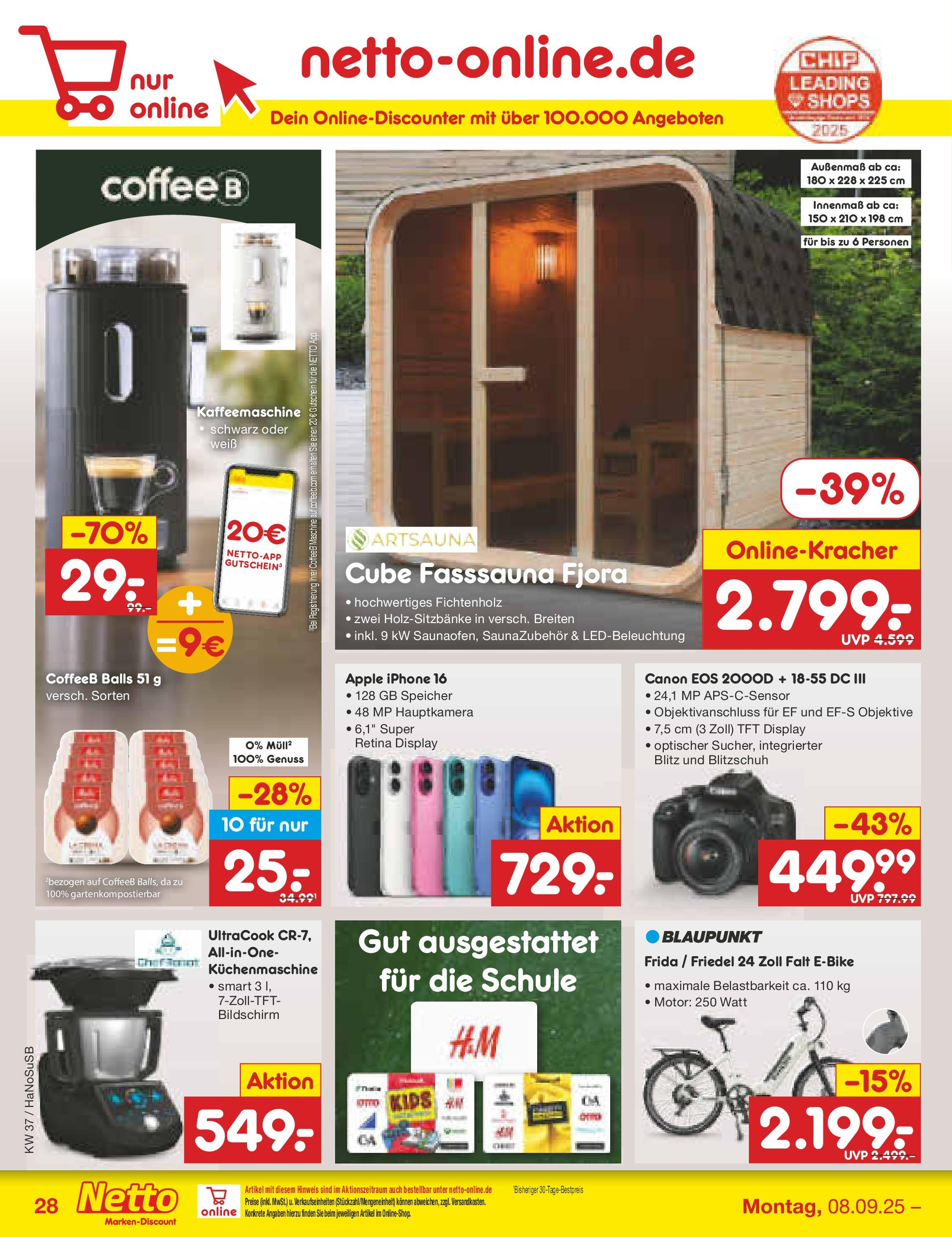 Netto Marken-Discount prospekt Wuppertal (ab 07.09.2025) » Angebote | Seite: 38 | Produkte: Kaffeemaschine, Iphone, Apple, Bildschirm Netto Marken-Discount prospekt Wuppertal (ab 07.09.2025) » Angebote | Seite: 38 | Produkte: Kaffeemaschine, Iphone, Apple, Bildschirm