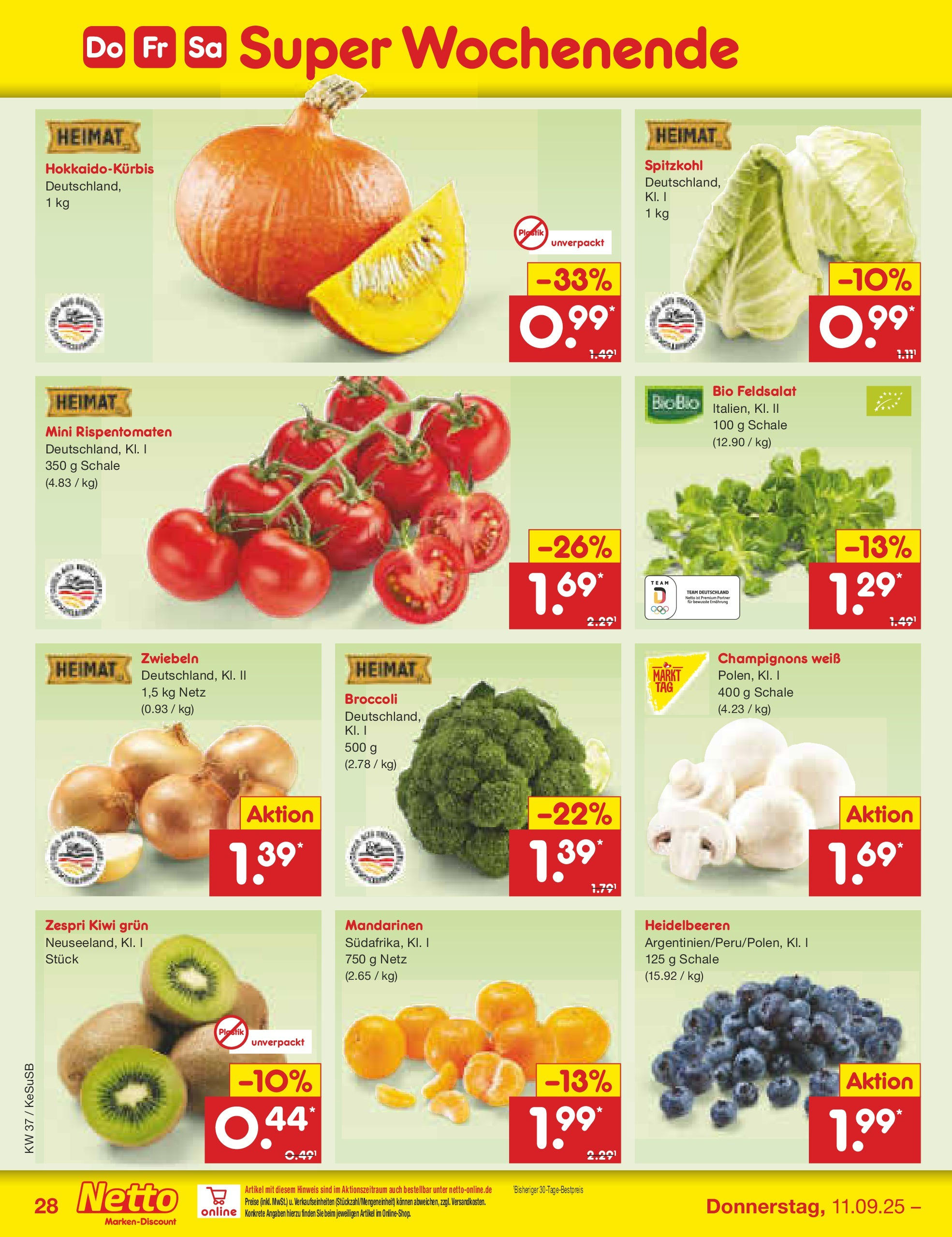 Netto Marken-Discount prospekt Kruft (ab 07.09.2025) » Angebote | Seite: 38 | Produkte: Mandarinen, Heidelbeeren, Champignons, Zwiebeln Netto Marken-Discount prospekt Kruft (ab 07.09.2025) » Angebote | Seite: 38 | Produkte: Mandarinen, Heidelbeeren, Champignons, Zwiebeln
