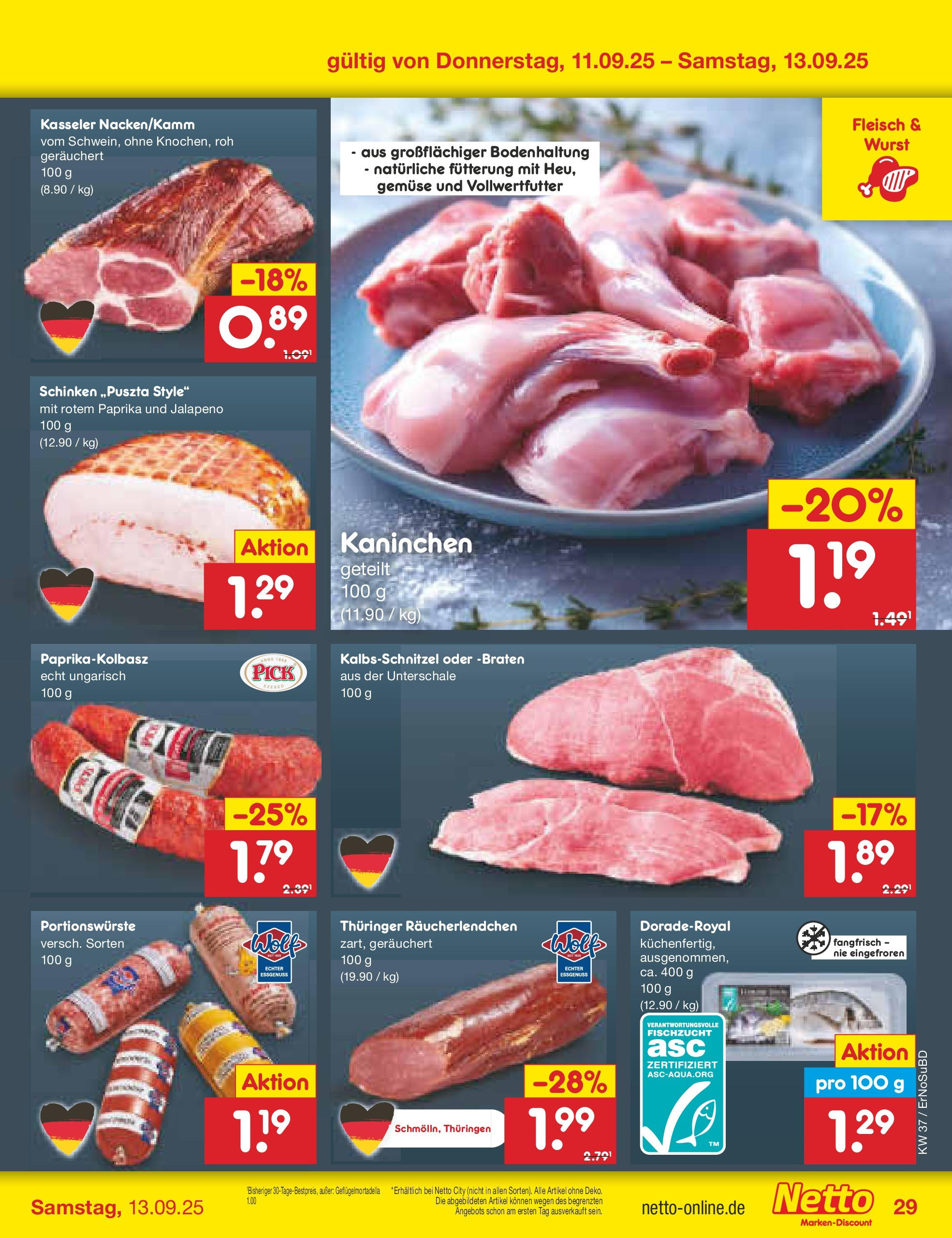 Netto Marken-Discount prospekt Weimar	 (ab 07.09.2025) » Angebote | Seite: 45 | Produkte: Paprika, Wurst, Schinken, Fleisch