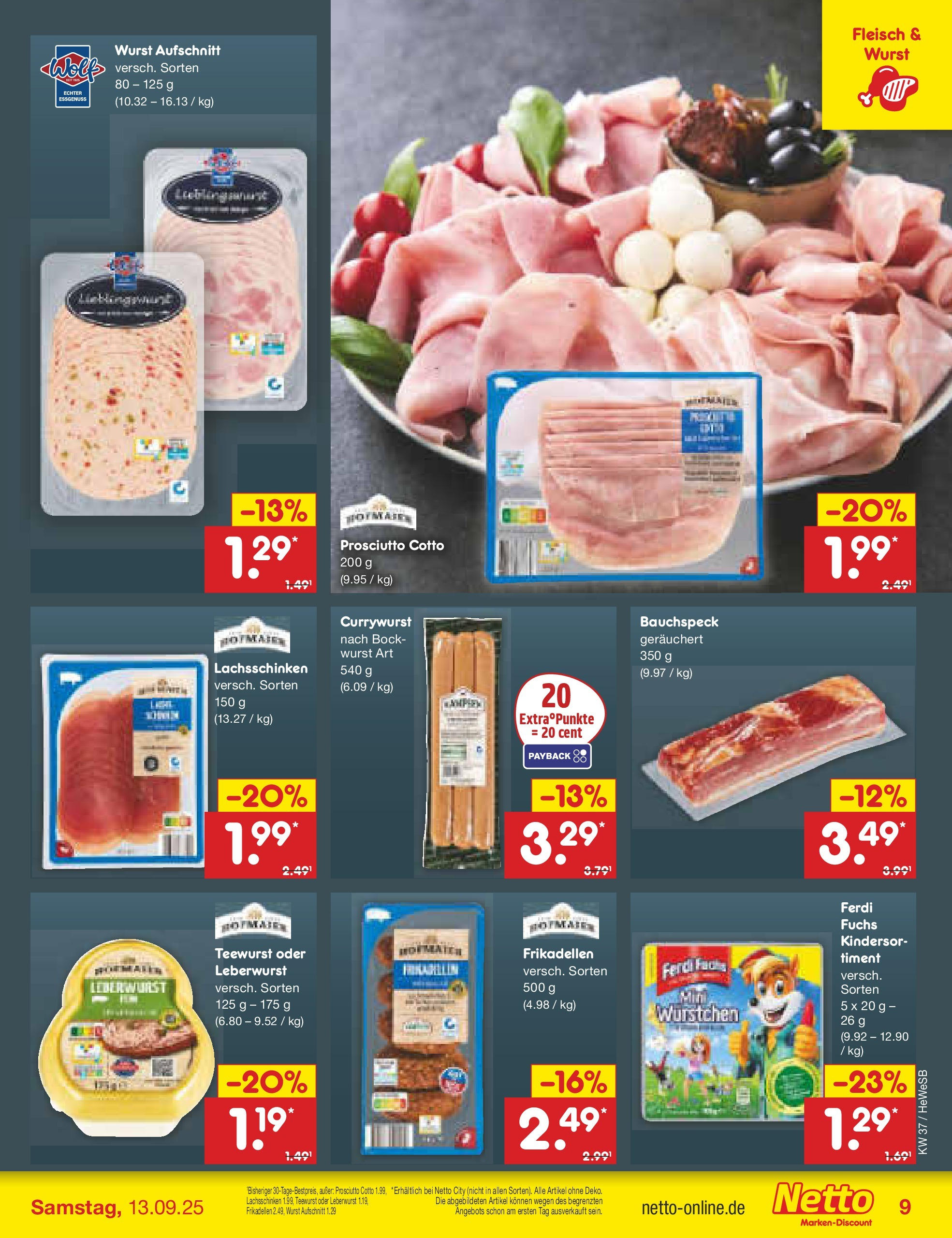 Netto Marken-Discount prospekt Brietlingen (ab 07.09.2025) » Angebote | Seite: 9 | Produkte: Wurst, Fleisch Netto Marken-Discount prospekt Brietlingen (ab 07.09.2025) » Angebote | Seite: 9 | Produkte: Wurst, Fleisch