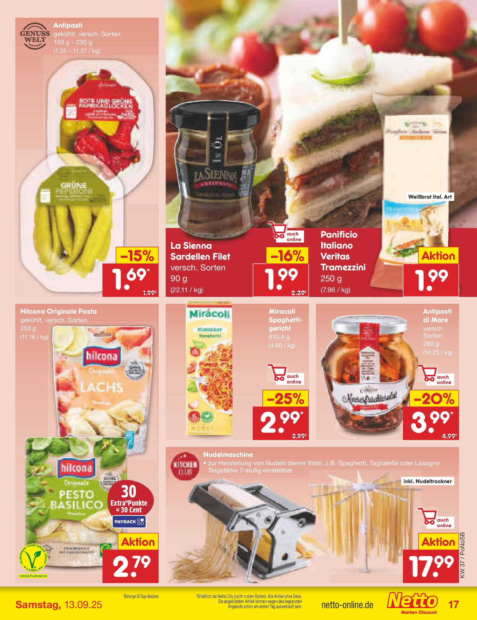 Netto Marken-Discount prospekt Amberg (ab 07.09.2025) » Angebote | Seite: 17 | Produkte: Lachs, Pasta, Nudeln Netto Marken-Discount prospekt Amberg (ab 07.09.2025) » Angebote | Seite: 17 | Produkte: Lachs, Pasta, Nudeln