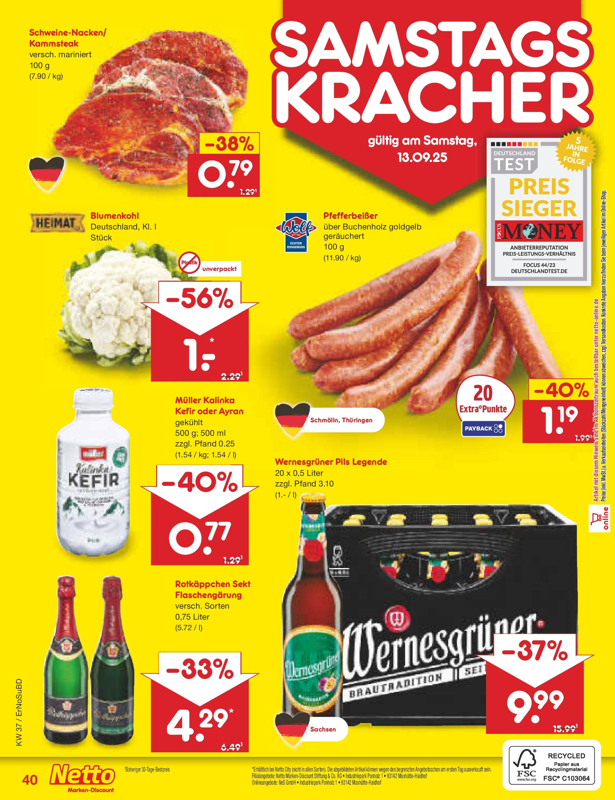 Netto Marken-Discount prospekt Weimar	 (ab 07.09.2025) » Angebote | Seite: 60 | Produkte: Rotkappchen sekt, Kefir, Sekt, Blumenkohl