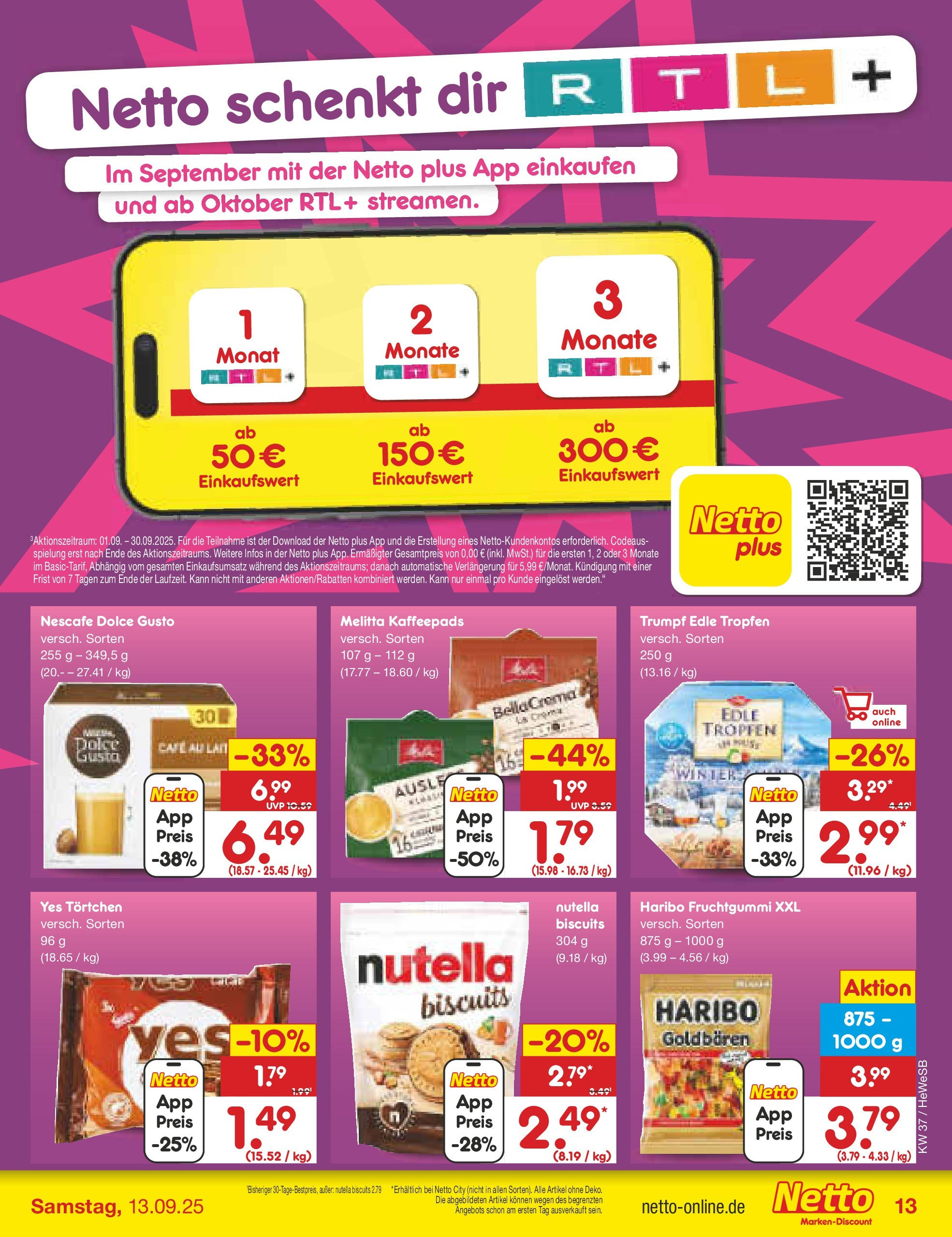Netto Marken-Discount prospekt Brietlingen (ab 07.09.2025) » Angebote | Seite: 13 | Produkte: Melitta, Kaffeepads, Nescafe, Haribo Netto Marken-Discount prospekt Brietlingen (ab 07.09.2025) » Angebote | Seite: 13 | Produkte: Melitta, Kaffeepads, Nescafe, Haribo