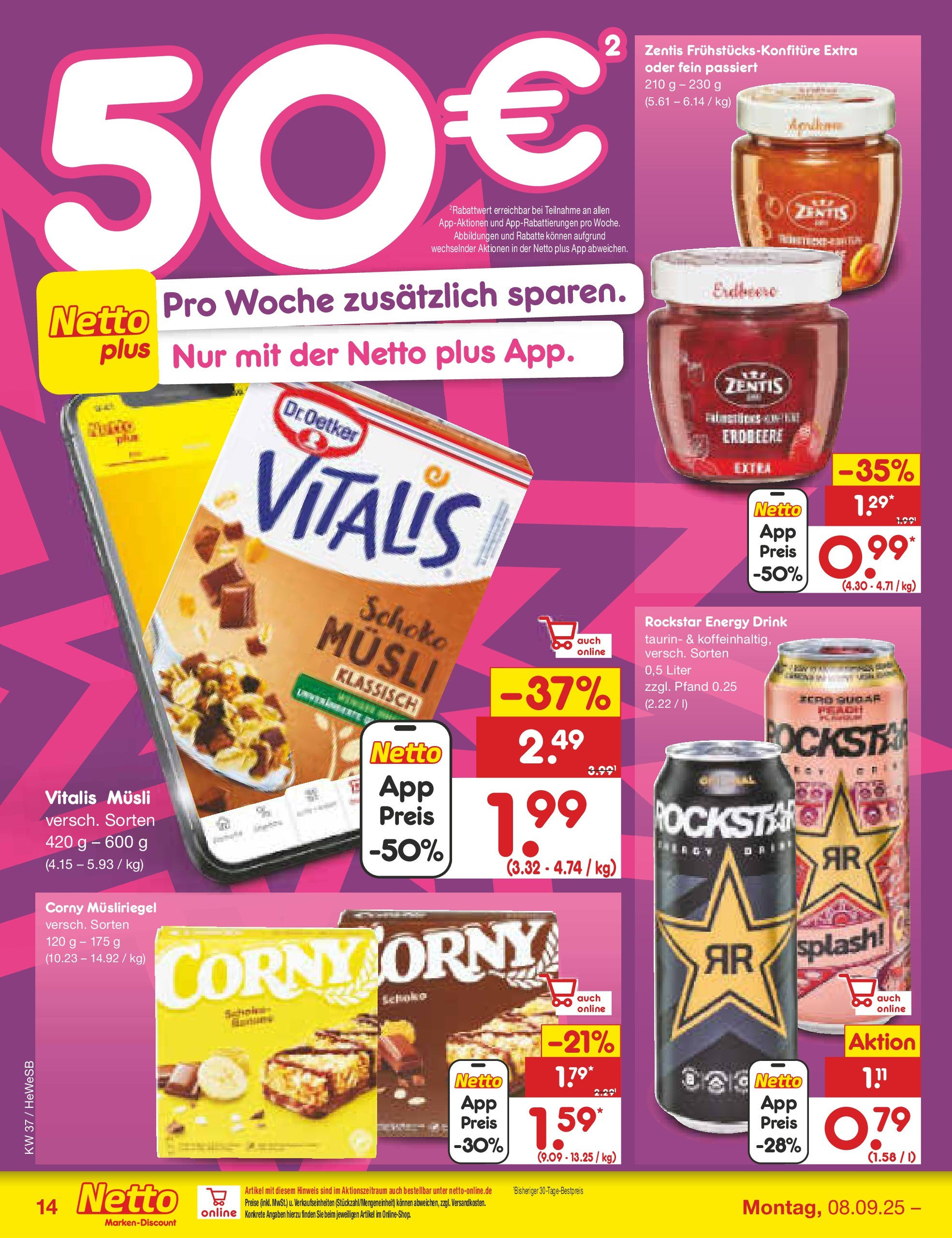 Netto Marken-Discount prospekt Brietlingen (ab 07.09.2025) » Angebote | Seite: 14 | Produkte: Musli, Rockstar energy, Energy, Rockstar Netto Marken-Discount prospekt Brietlingen (ab 07.09.2025) » Angebote | Seite: 14 | Produkte: Musli, Rockstar energy, Energy, Rockstar