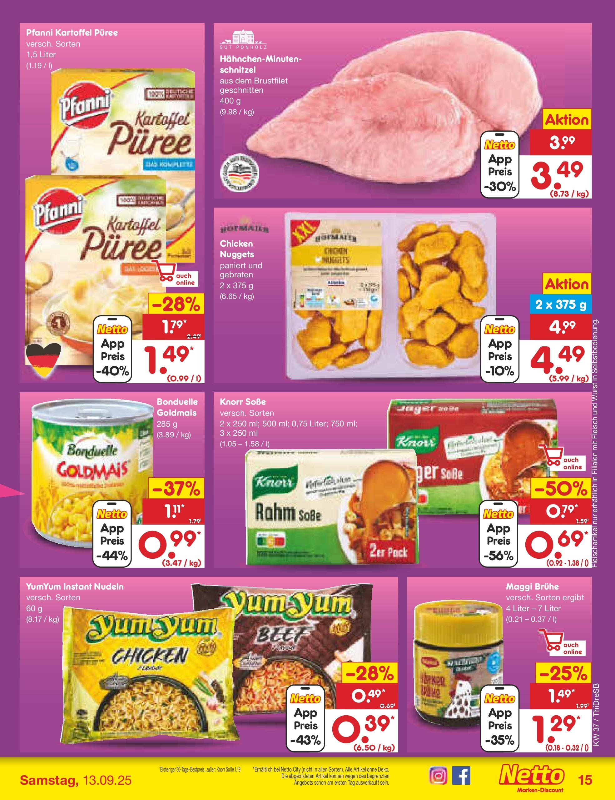 Netto Marken-Discount prospekt Dresden	 (ab 07.09.2025) » Angebote | Seite: 15 | Produkte: Maggi, Knorr, Nudeln, Fleisch