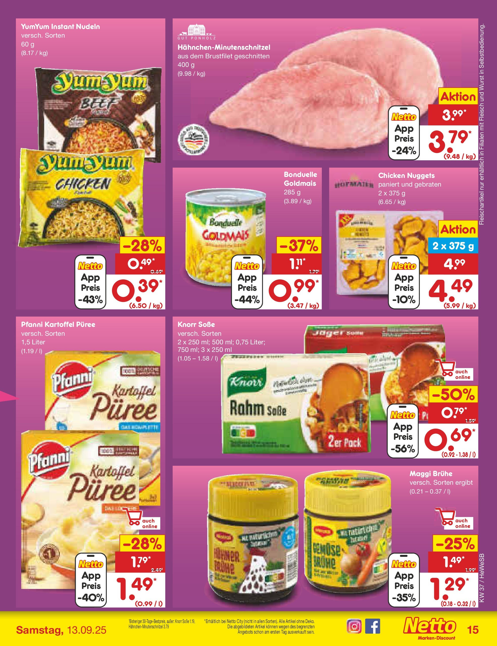 Netto Marken-Discount prospekt Brietlingen (ab 07.09.2025) » Angebote | Seite: 15 | Produkte: Maggi, Knorr, Nudeln, Fleisch Netto Marken-Discount prospekt Brietlingen (ab 07.09.2025) » Angebote | Seite: 15 | Produkte: Maggi, Knorr, Nudeln, Fleisch