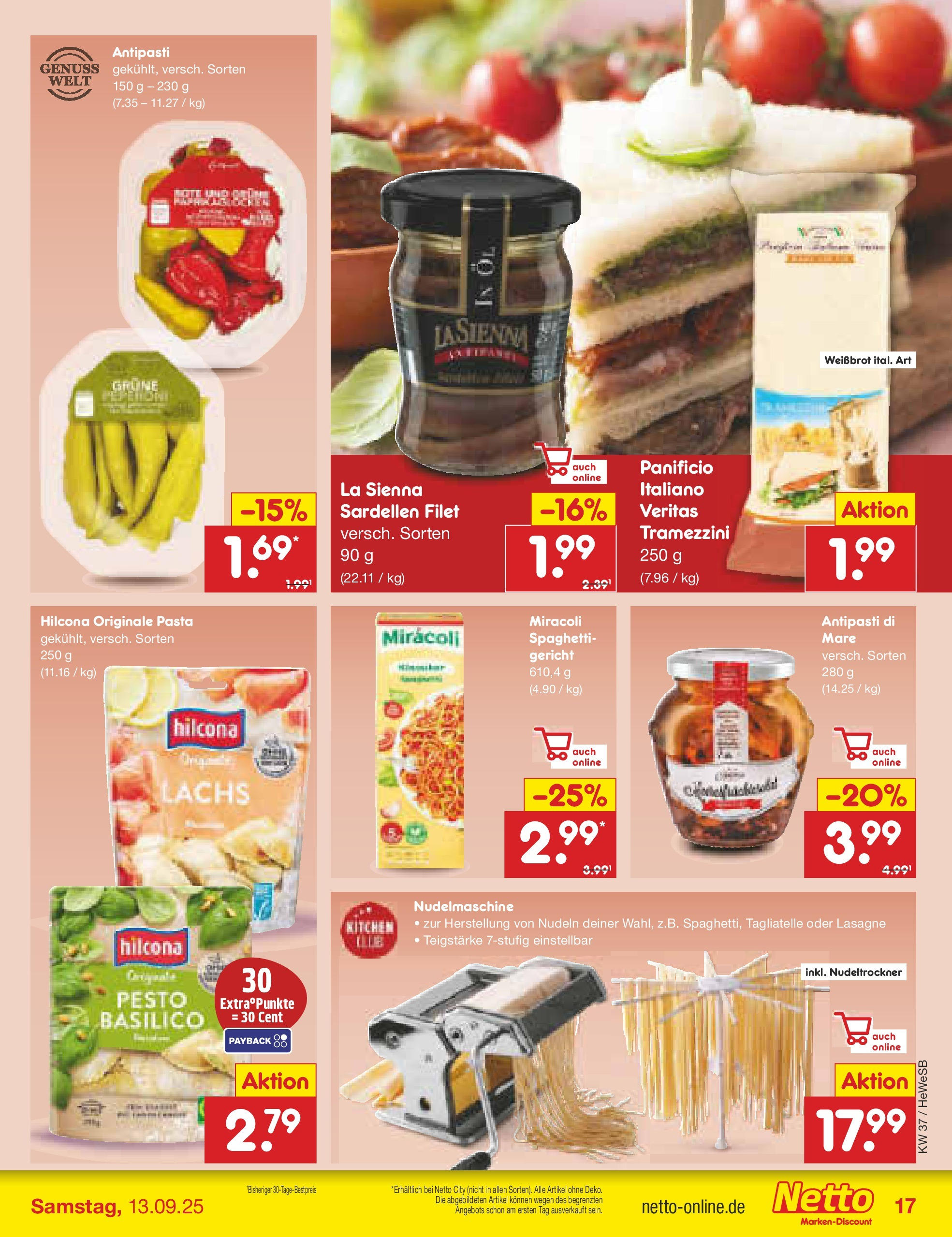 Netto Marken-Discount prospekt Brietlingen (ab 07.09.2025) » Angebote | Seite: 17 | Produkte: Lachs, Pasta, Nudeln Netto Marken-Discount prospekt Brietlingen (ab 07.09.2025) » Angebote | Seite: 17 | Produkte: Lachs, Pasta, Nudeln