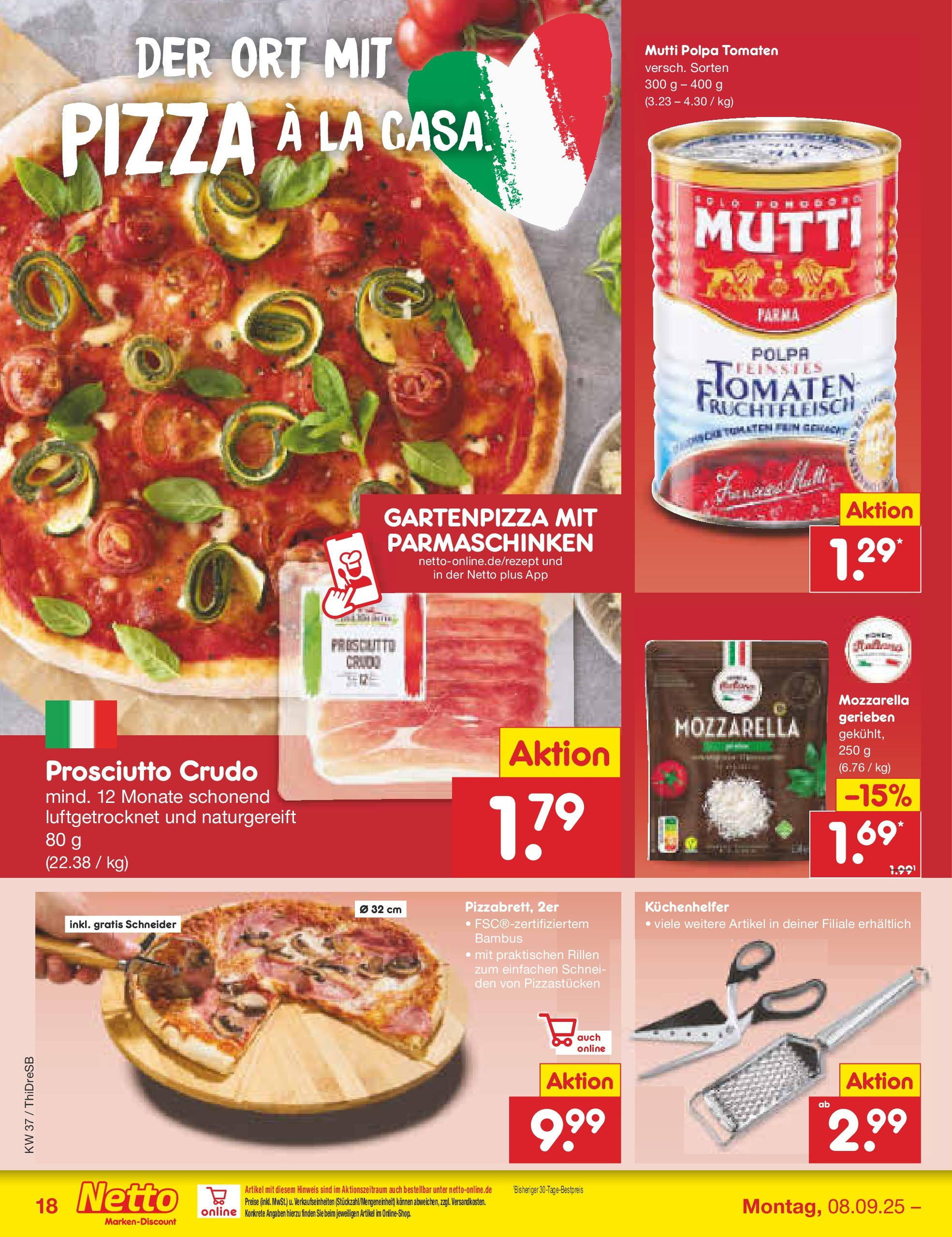 Netto Marken-Discount prospekt Dresden	 (ab 07.09.2025) » Angebote | Seite: 20 | Produkte: Mozzarella, Tomaten, Pizza