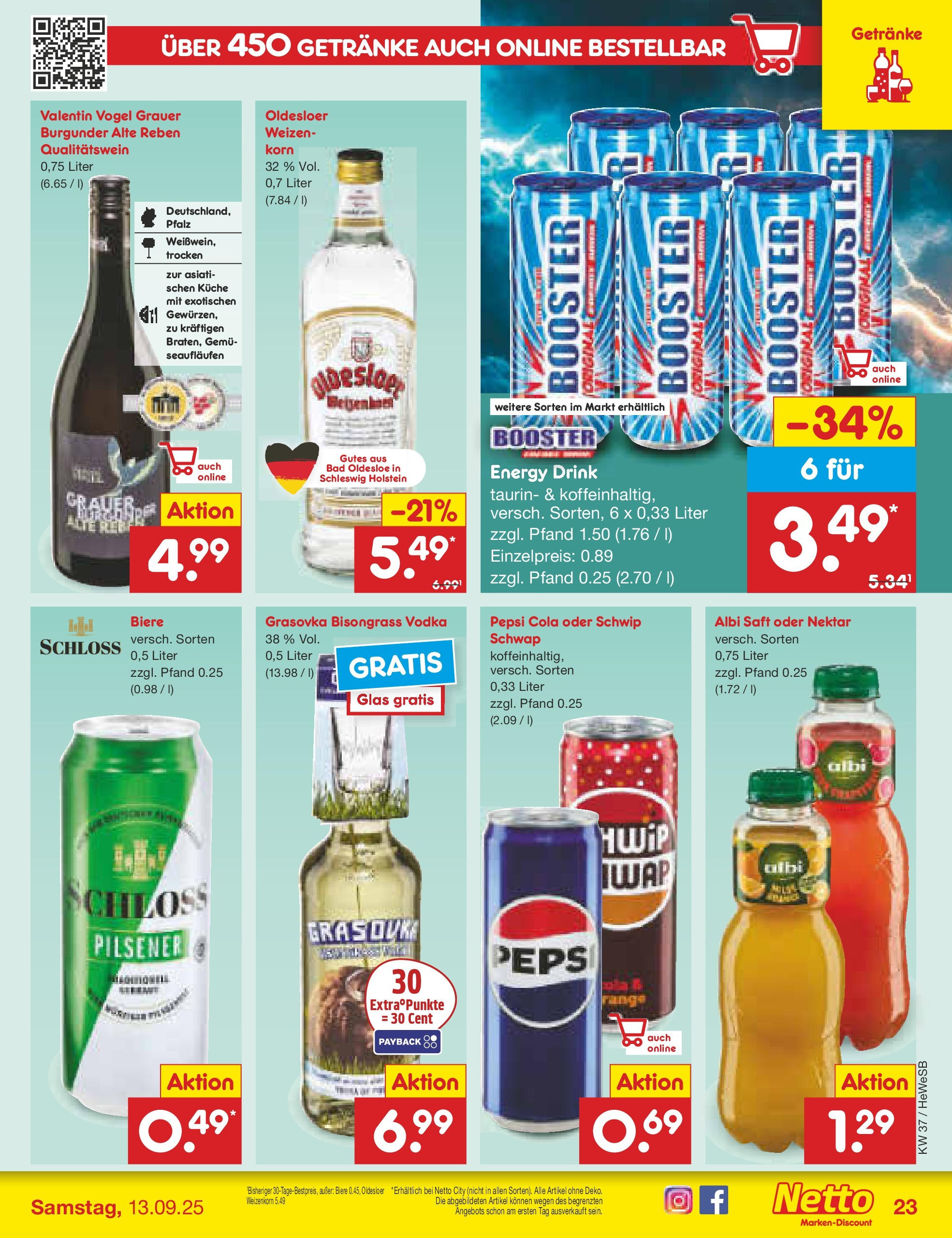 Netto Marken-Discount prospekt Brietlingen (ab 07.09.2025) » Angebote | Seite: 31 | Produkte: Oldesloer, Pepsi, Saft, Vodka Netto Marken-Discount prospekt Brietlingen (ab 07.09.2025) » Angebote | Seite: 31 | Produkte: Oldesloer, Pepsi, Saft, Vodka