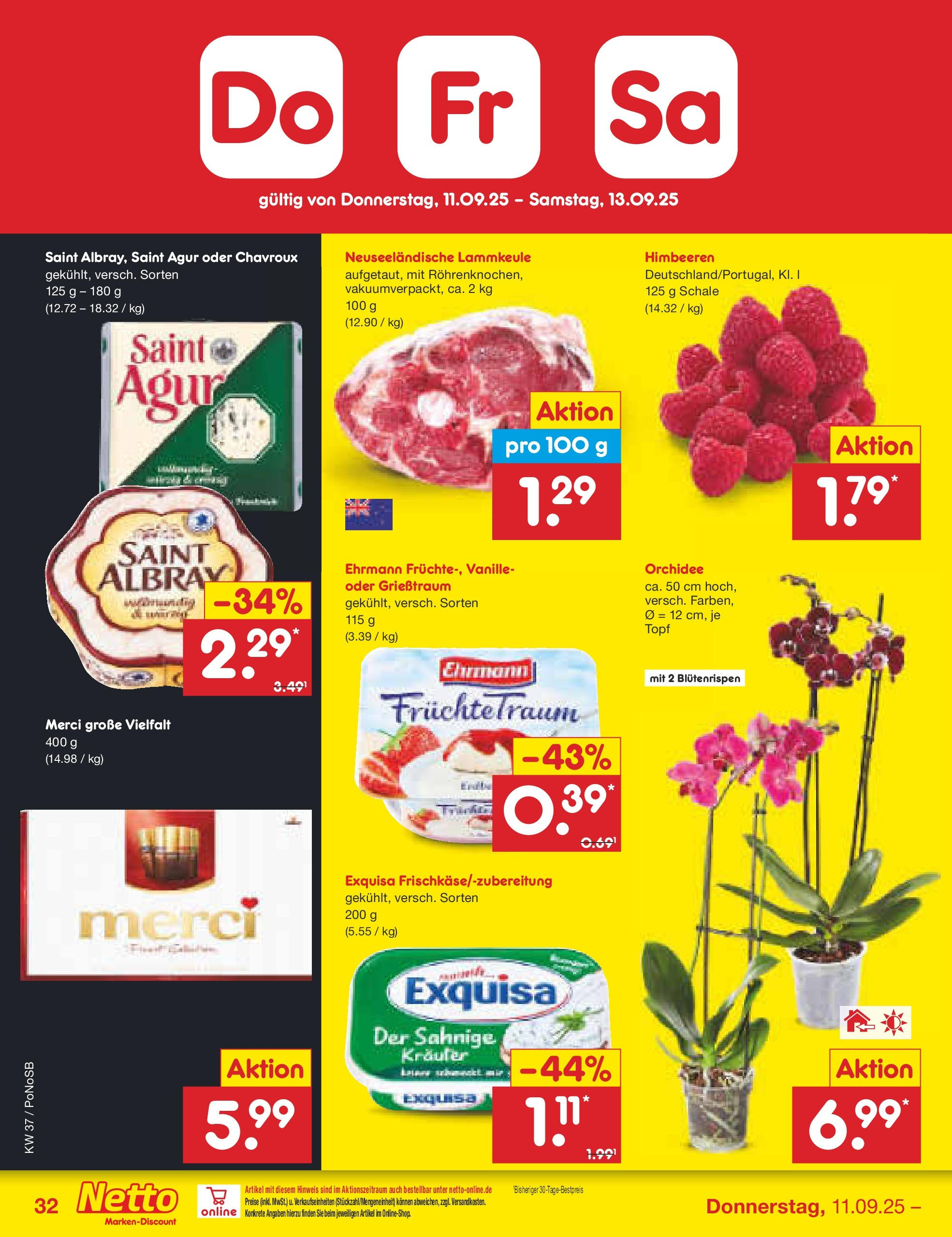 Netto Marken-Discount prospekt Amberg (ab 07.09.2025) » Angebote | Seite: 48 | Produkte: Himbeeren, Lammkeule, Merci, Exquisa Netto Marken-Discount prospekt Amberg (ab 07.09.2025) » Angebote | Seite: 48 | Produkte: Himbeeren, Lammkeule, Merci, Exquisa