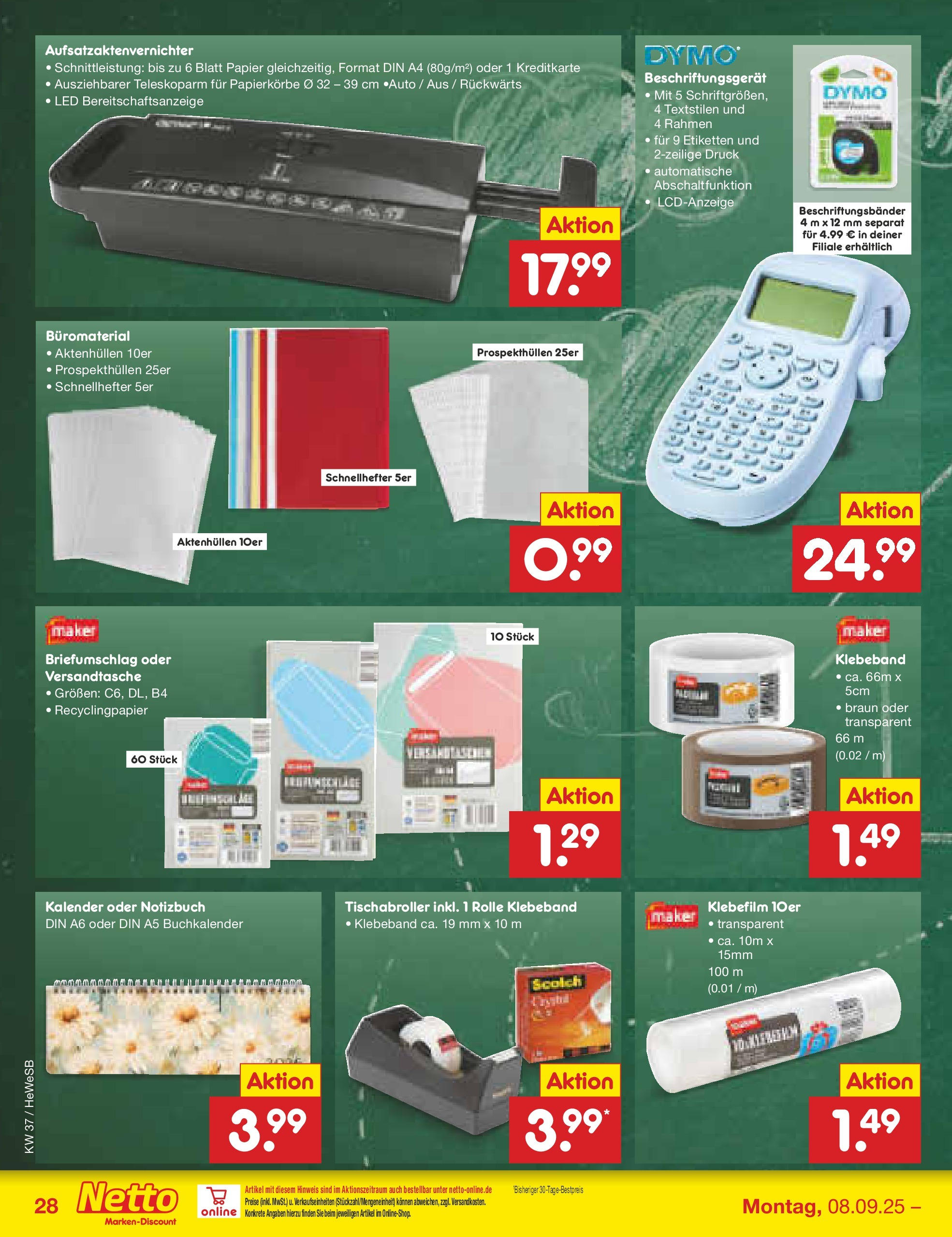 Netto Marken-Discount prospekt Brietlingen (ab 07.09.2025) » Angebote | Seite: 38 | Produkte: Notizbuch Netto Marken-Discount prospekt Brietlingen (ab 07.09.2025) » Angebote | Seite: 38 | Produkte: Notizbuch