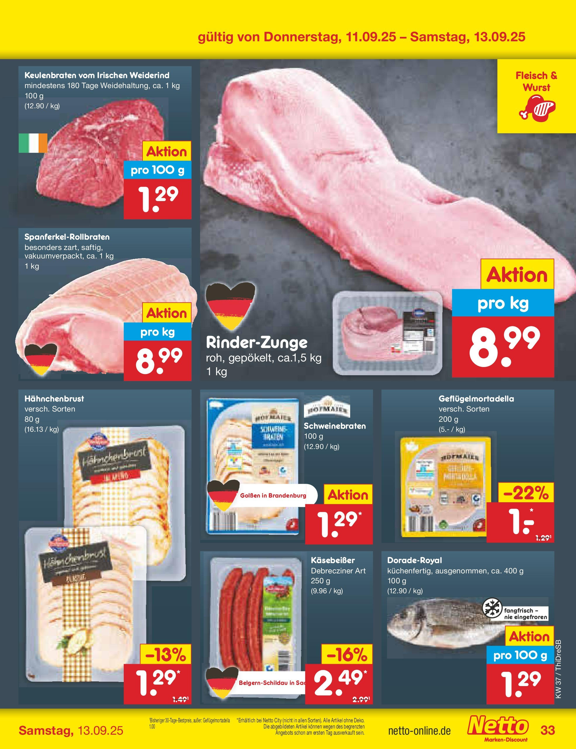 Netto Marken-Discount prospekt Dresden	 (ab 07.09.2025) » Angebote | Seite: 49 | Produkte: Wurst, Fleisch, Hahnchenbrust