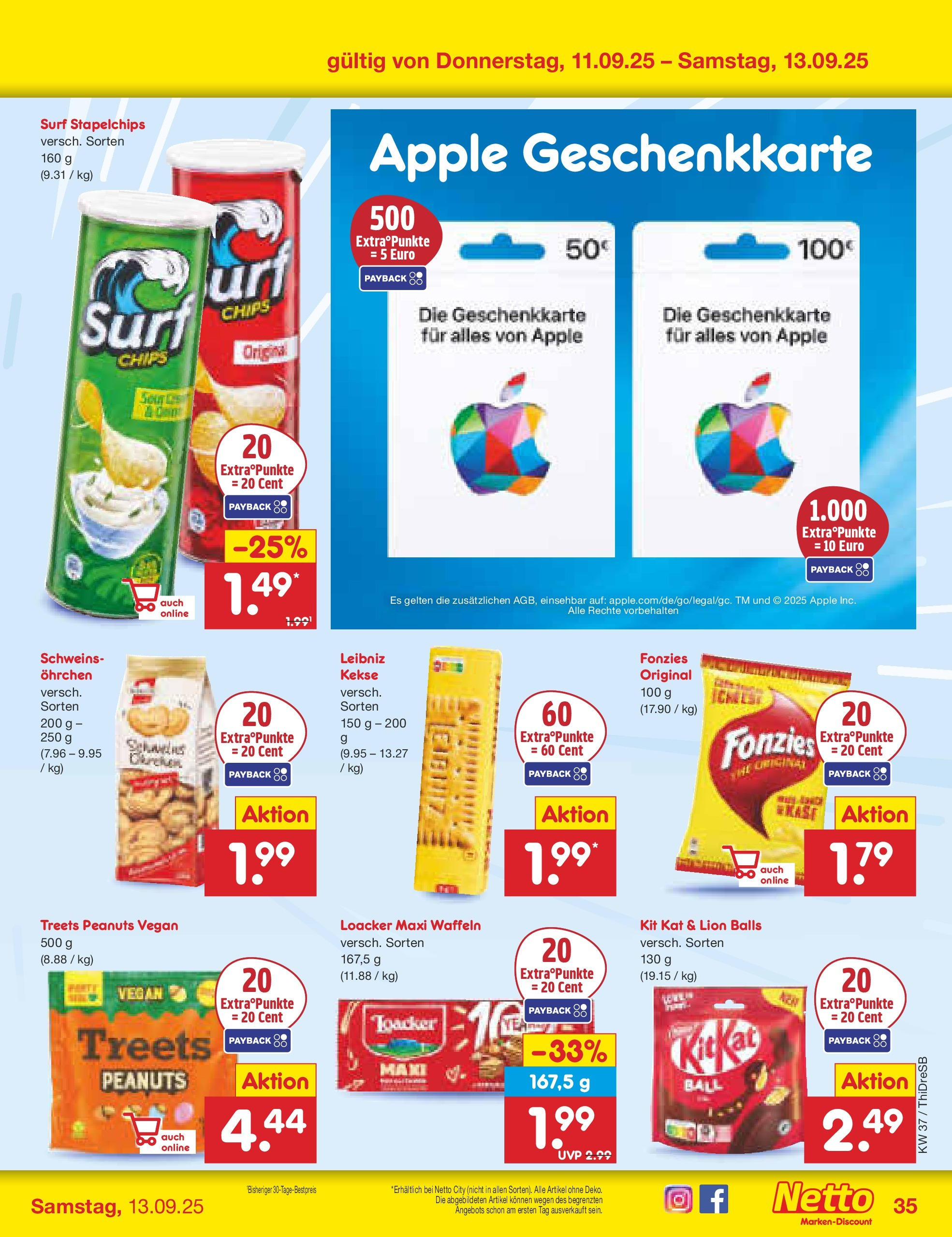 Netto Marken-Discount prospekt Dresden	 (ab 07.09.2025) » Angebote | Seite: 51 | Produkte: Apple, Waffeln, Chips, Kekse