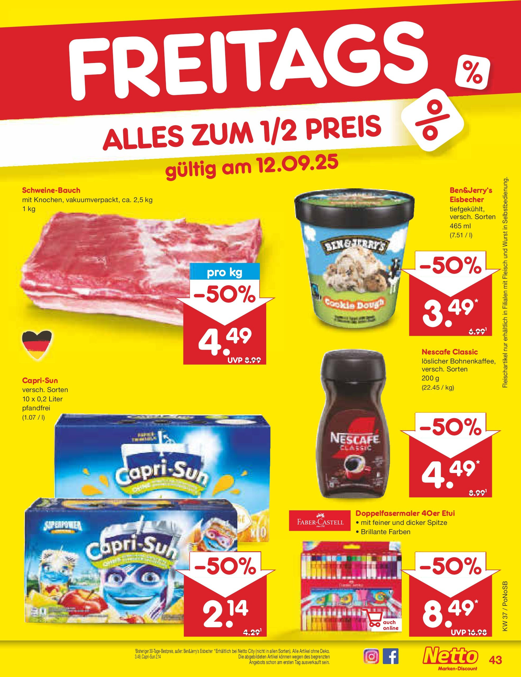 Netto Marken-Discount prospekt Amberg (ab 07.09.2025) » Angebote | Seite: 63 | Produkte: Capri sun, Nescafe classic, Wurst, Fleisch Netto Marken-Discount prospekt Amberg (ab 07.09.2025) » Angebote | Seite: 63 | Produkte: Capri sun, Nescafe classic, Wurst, Fleisch