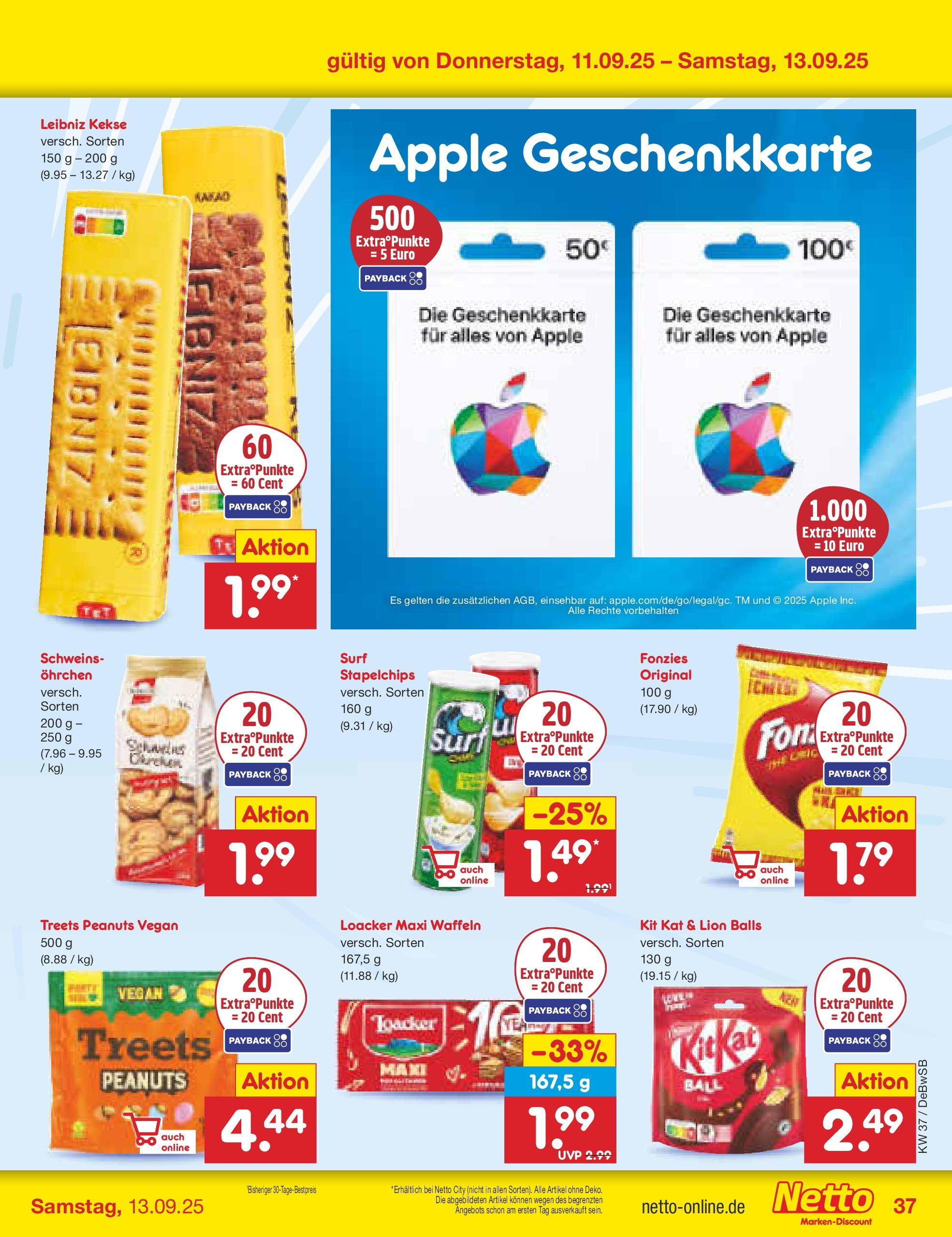 Netto Marken-Discount prospekt Waiblingen-Bittenfeld (ab 08.09.2025) » Angebote | Seite: 53 | Produkte: Apple, Waffeln, Kekse Netto Marken-Discount prospekt Waiblingen-Bittenfeld (ab 08.09.2025) » Angebote | Seite: 53 | Produkte: Apple, Waffeln, Kekse