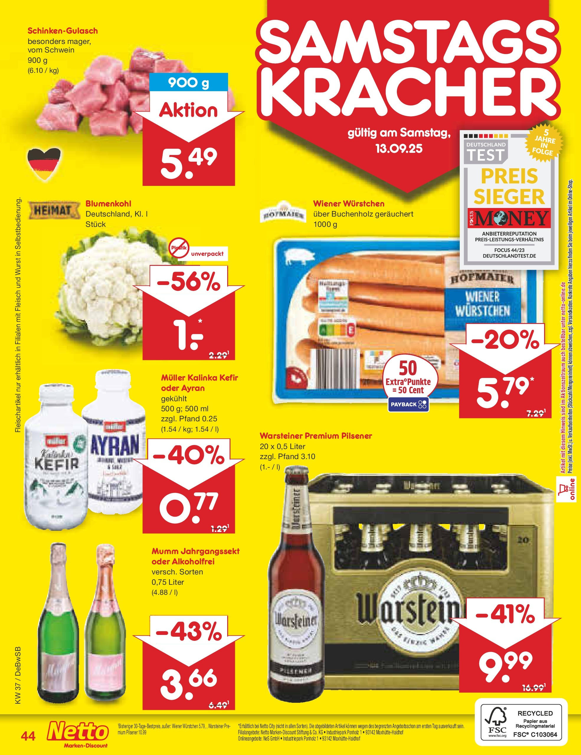 Netto Marken-Discount prospekt Waiblingen-Bittenfeld (ab 08.09.2025) » Angebote | Seite: 64 | Produkte: Kefir, Warsteiner, Wurst, Blumenkohl Netto Marken-Discount prospekt Waiblingen-Bittenfeld (ab 08.09.2025) » Angebote | Seite: 64 | Produkte: Kefir, Warsteiner, Wurst, Blumenkohl