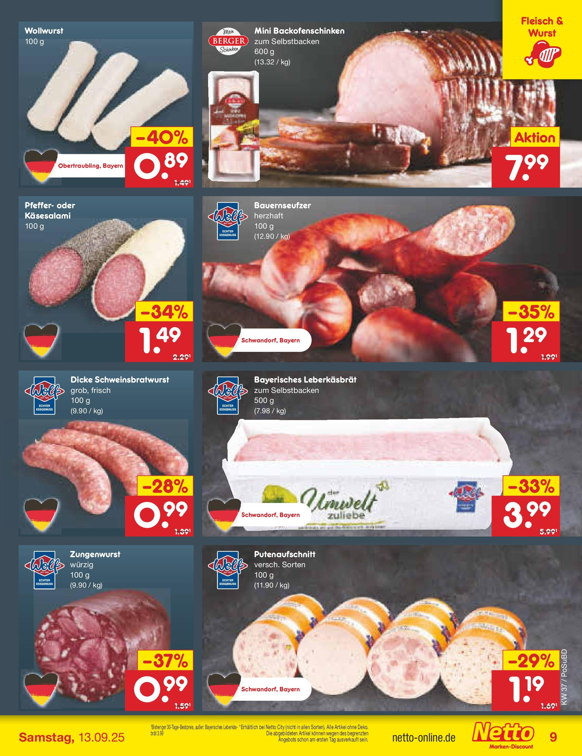 Netto Marken-Discount prospekt Regensburg (ab 08.09.2025) » Angebote | Seite: 9 | Produkte: Pfeffer, Wurst, Schinken, Fleisch Netto Marken-Discount prospekt Regensburg (ab 08.09.2025) » Angebote | Seite: 9 | Produkte: Pfeffer, Wurst, Schinken, Fleisch