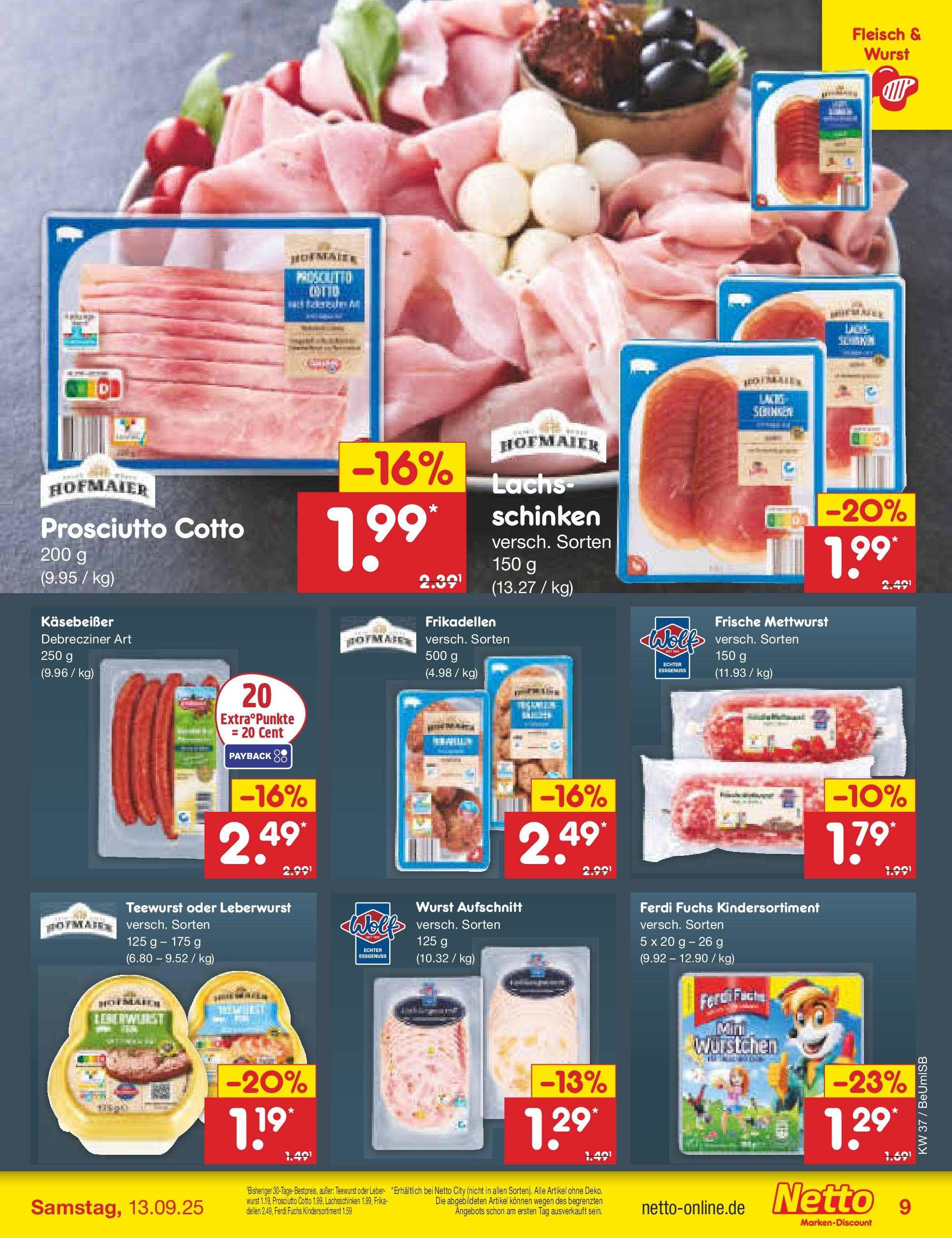 Netto Marken-Discount prospekt Kremmen (ab 07.09.2025) » Angebote | Seite: 9 | Produkte: Lachs, Wurst, Schinken, Fleisch Netto Marken-Discount prospekt Kremmen (ab 07.09.2025) » Angebote | Seite: 9 | Produkte: Lachs, Wurst, Schinken, Fleisch