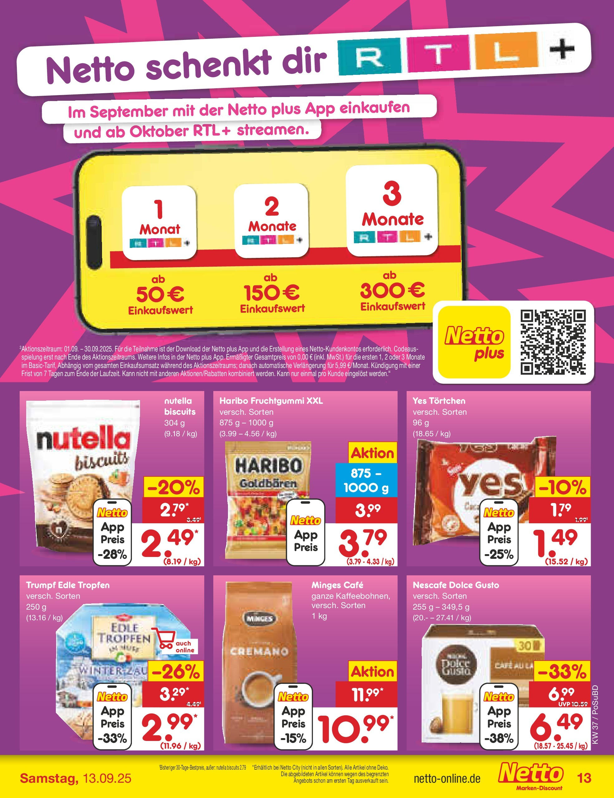 Netto Marken-Discount prospekt Regensburg (ab 08.09.2025) » Angebote | Seite: 13 | Produkte: Nescafe, Haribo, Nutella, Dolce gusto Netto Marken-Discount prospekt Regensburg (ab 08.09.2025) » Angebote | Seite: 13 | Produkte: Nescafe, Haribo, Nutella, Dolce gusto
