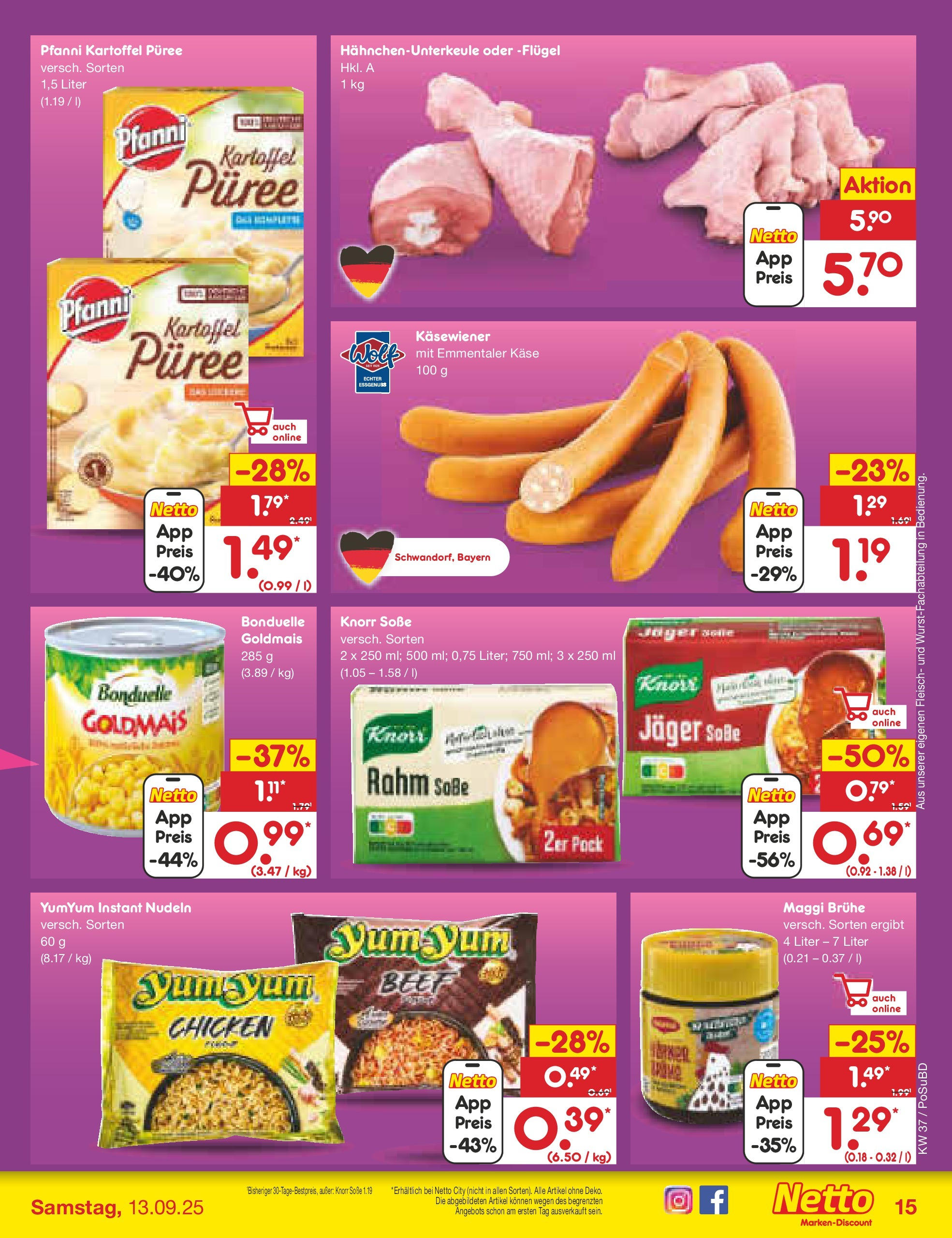 Netto Marken-Discount prospekt Regensburg (ab 08.09.2025) » Angebote | Seite: 15 | Produkte: Knorr, Soße, Nudeln, Fleisch Netto Marken-Discount prospekt Regensburg (ab 08.09.2025) » Angebote | Seite: 15 | Produkte: Knorr, Soße, Nudeln, Fleisch