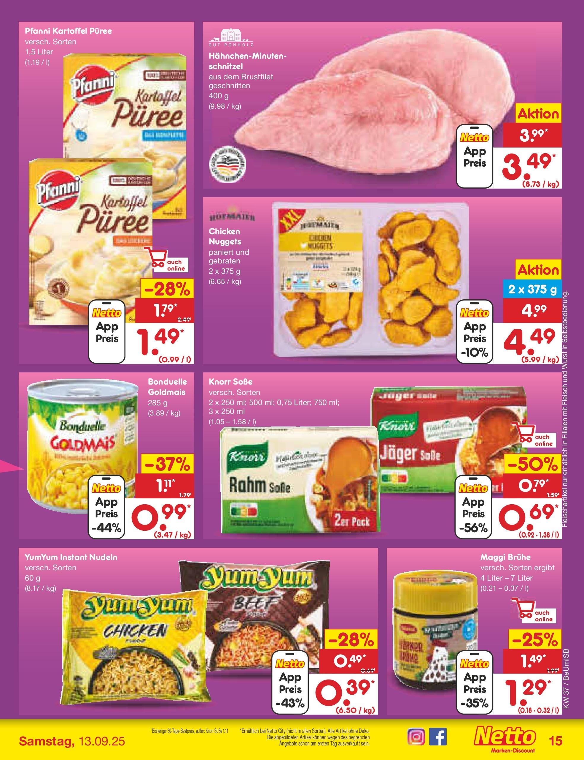 Netto Marken-Discount prospekt Kremmen (ab 07.09.2025) » Angebote | Seite: 15 | Produkte: Maggi, Soße, Nudeln, Fleisch Netto Marken-Discount prospekt Kremmen (ab 07.09.2025) » Angebote | Seite: 15 | Produkte: Maggi, Soße, Nudeln, Fleisch