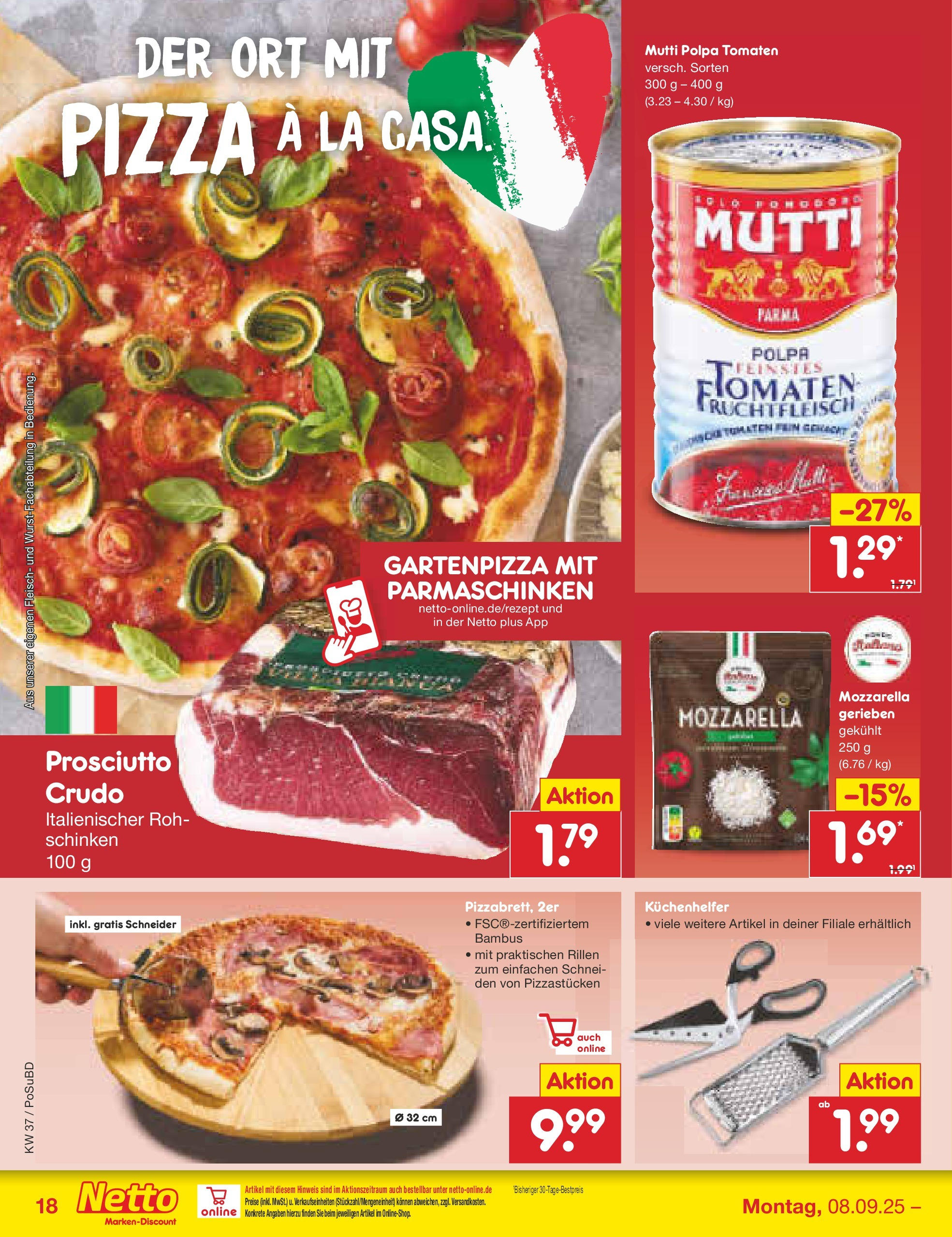 Netto Marken-Discount prospekt Regensburg (ab 08.09.2025) » Angebote | Seite: 20 | Produkte: Mozzarella, Tomaten, Schinken, Fleisch Netto Marken-Discount prospekt Regensburg (ab 08.09.2025) » Angebote | Seite: 20 | Produkte: Mozzarella, Tomaten, Schinken, Fleisch