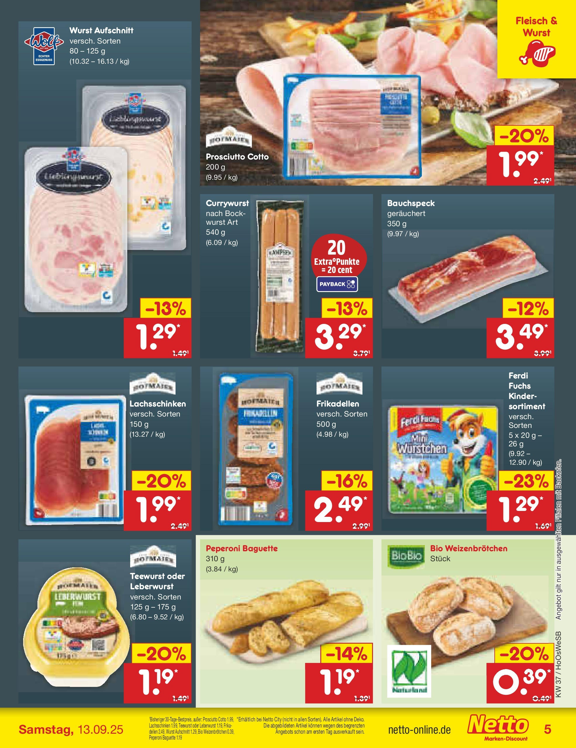 Netto Marken-Discount prospekt Hannover	 (ab 07.09.2025) » Angebote | Seite: 5 | Produkte: Baguette, Wurst, Fleisch