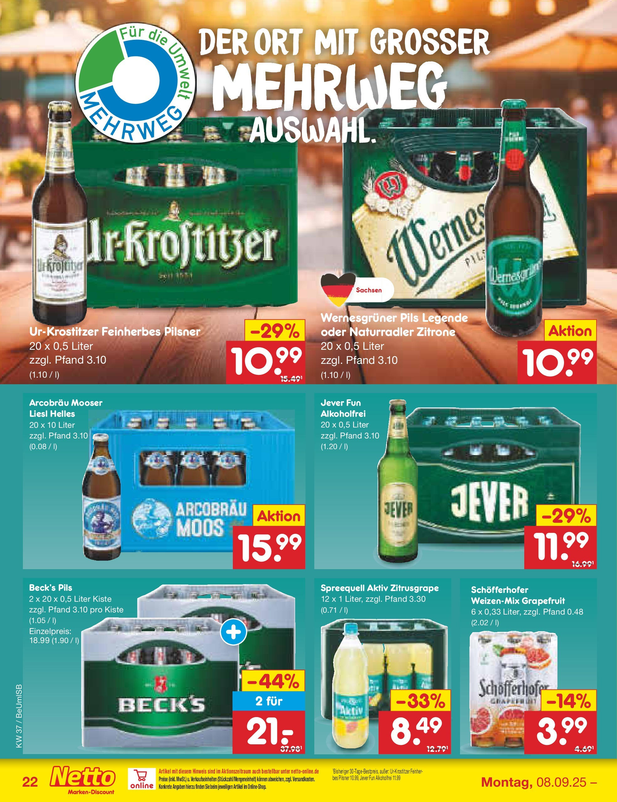 Netto Marken-Discount prospekt Kremmen (ab 07.09.2025) » Angebote | Seite: 30 | Produkte: Pils, Wernesgruner, Grapefruit, Jever Netto Marken-Discount prospekt Kremmen (ab 07.09.2025) » Angebote | Seite: 30 | Produkte: Pils, Wernesgruner, Grapefruit, Jever