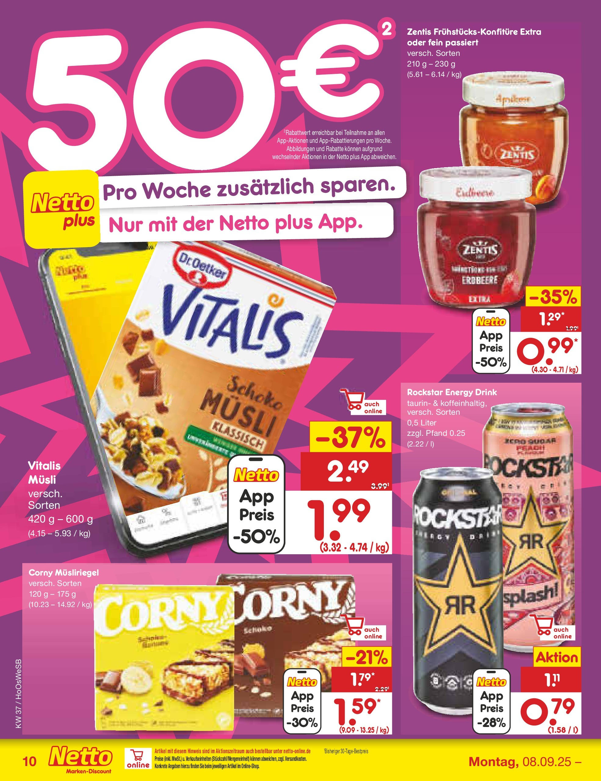 Netto Marken-Discount prospekt Hannover	 (ab 07.09.2025) » Angebote | Seite: 10 | Produkte: Musli, Rockstar energy, Energy, Rockstar