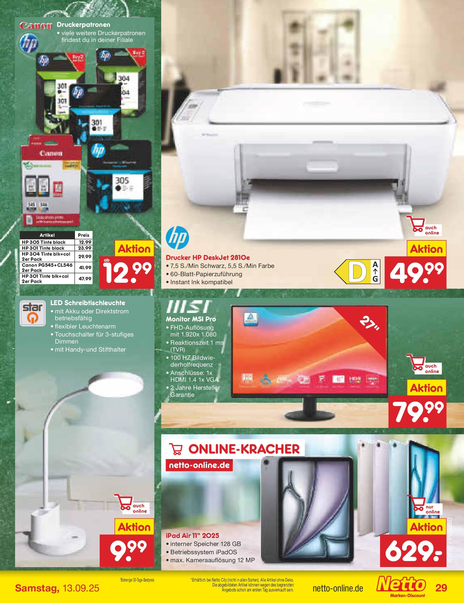Netto Marken-Discount prospekt Regensburg (ab 08.09.2025) » Angebote | Seite: 39 | Produkte: HP, Ipad, Monitor, Drucker Netto Marken-Discount prospekt Regensburg (ab 08.09.2025) » Angebote | Seite: 39 | Produkte: HP, Ipad, Monitor, Drucker