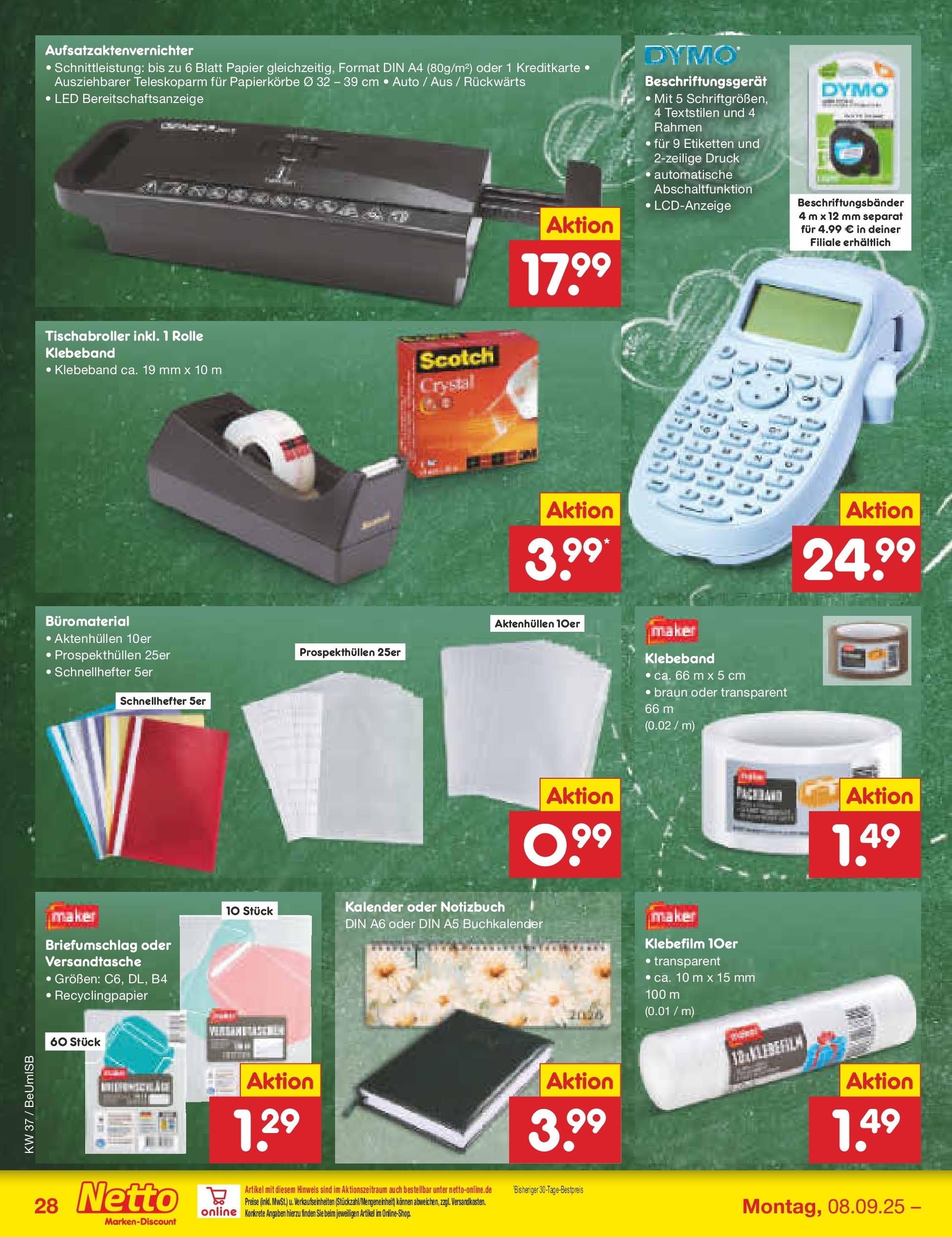 Netto Marken-Discount prospekt Kremmen (ab 07.09.2025) » Angebote | Seite: 38 | Produkte: Notizbuch Netto Marken-Discount prospekt Kremmen (ab 07.09.2025) » Angebote | Seite: 38 | Produkte: Notizbuch