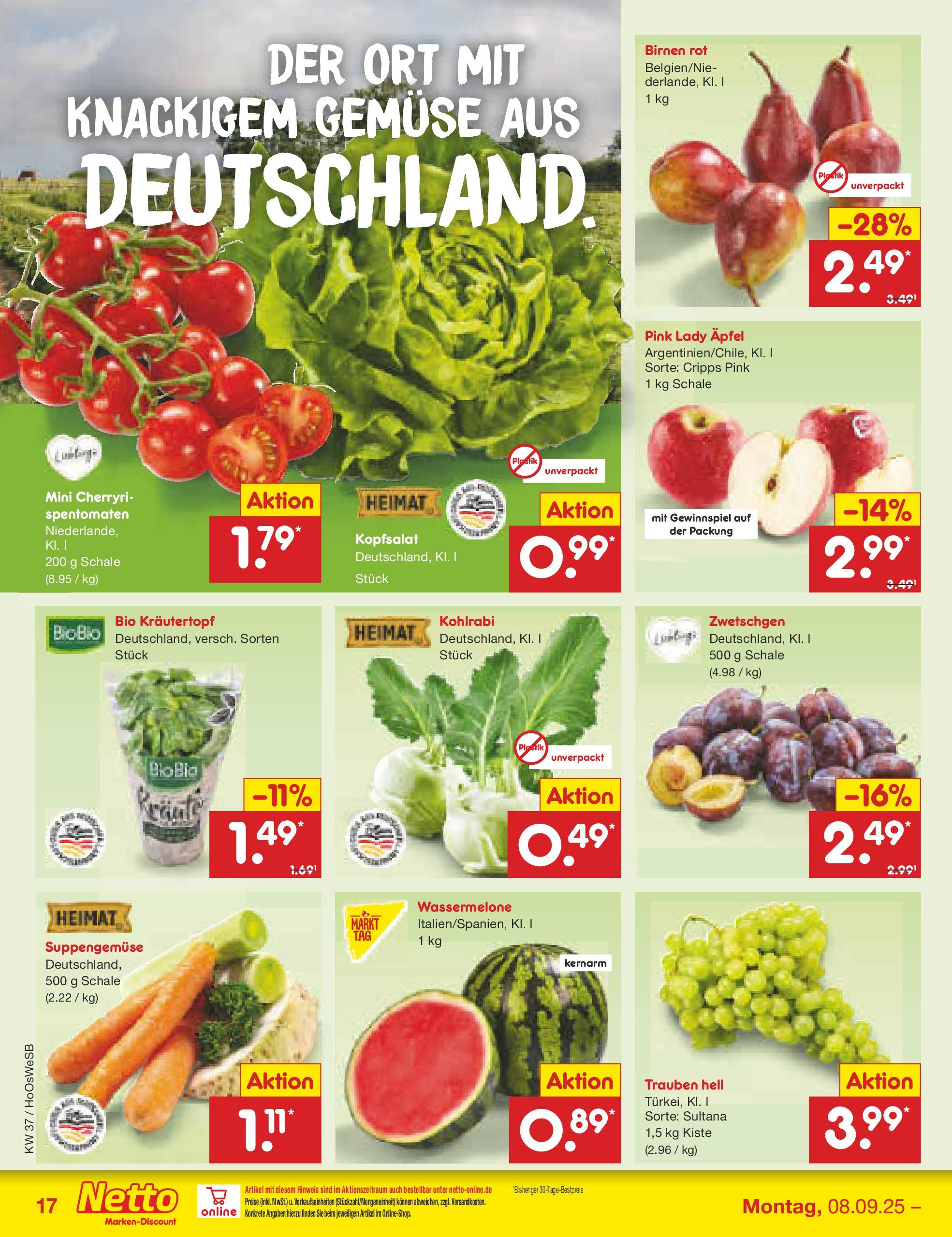 Netto Marken-Discount prospekt Hannover	 (ab 07.09.2025) » Angebote | Seite: 17 | Produkte: Kohlrabi, Äpfel, Zwetschgen, Wassermelone