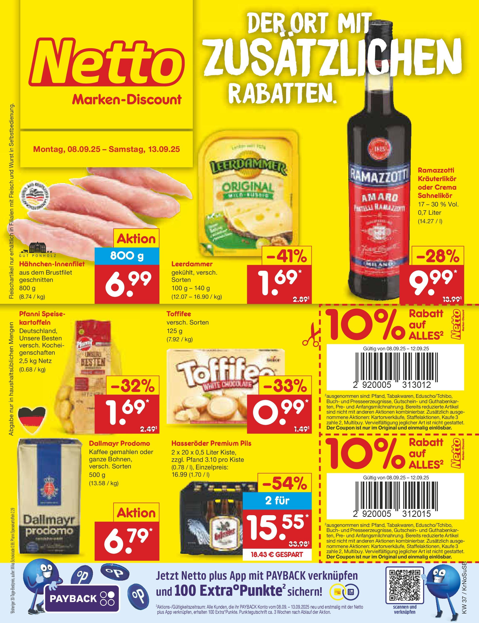 Netto Marken-Discount prospekt Duisburg	 (ab 08.09.2025) » Angebote | Seite: 1 | Produkte: Kaffee, Wurst, Hasseröder, Dallmayr prodomo