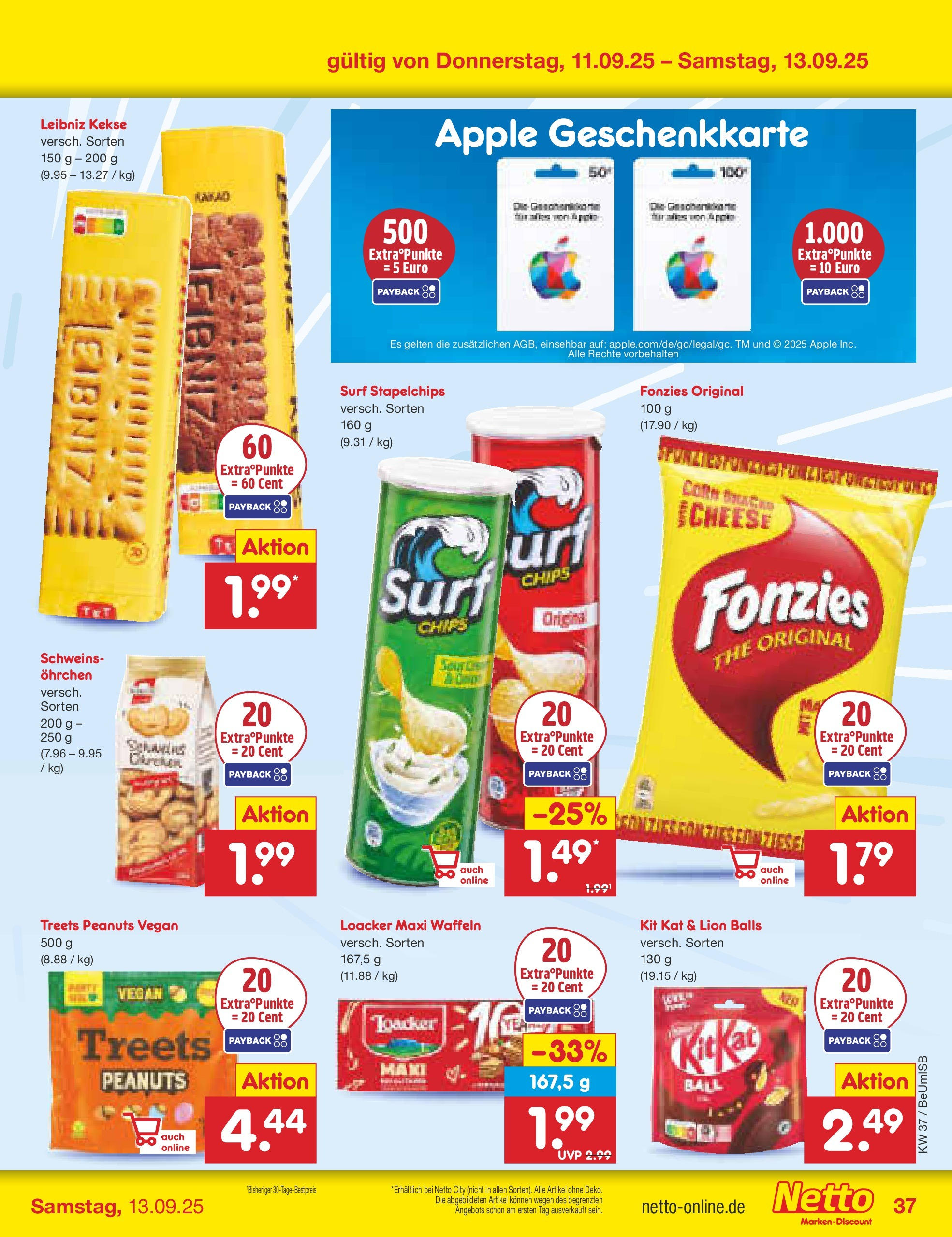 Netto Marken-Discount prospekt Kremmen (ab 07.09.2025) » Angebote | Seite: 53 | Produkte: Apple, Waffeln, Chips, Kekse Netto Marken-Discount prospekt Kremmen (ab 07.09.2025) » Angebote | Seite: 53 | Produkte: Apple, Waffeln, Chips, Kekse