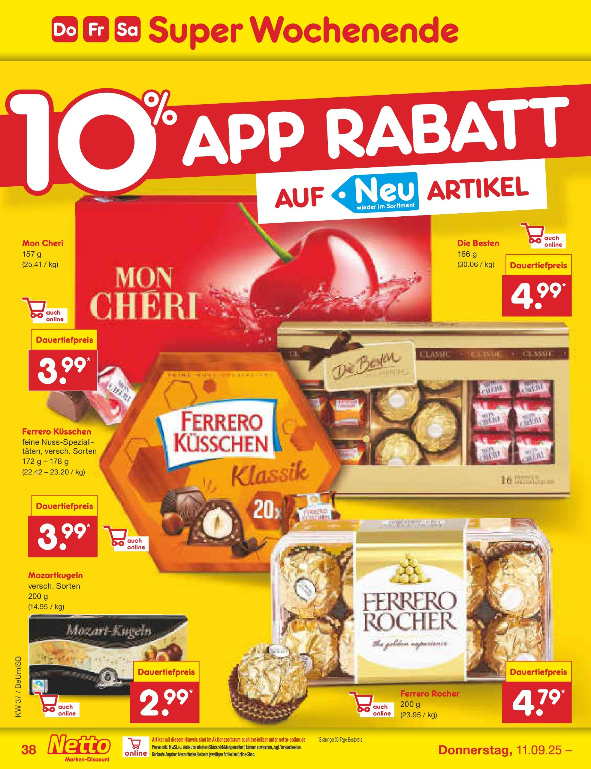 Netto Marken-Discount prospekt Kremmen (ab 07.09.2025) » Angebote | Seite: 54 | Produkte: Ferrero rocher, Mon cheri Netto Marken-Discount prospekt Kremmen (ab 07.09.2025) » Angebote | Seite: 54 | Produkte: Ferrero rocher, Mon cheri
