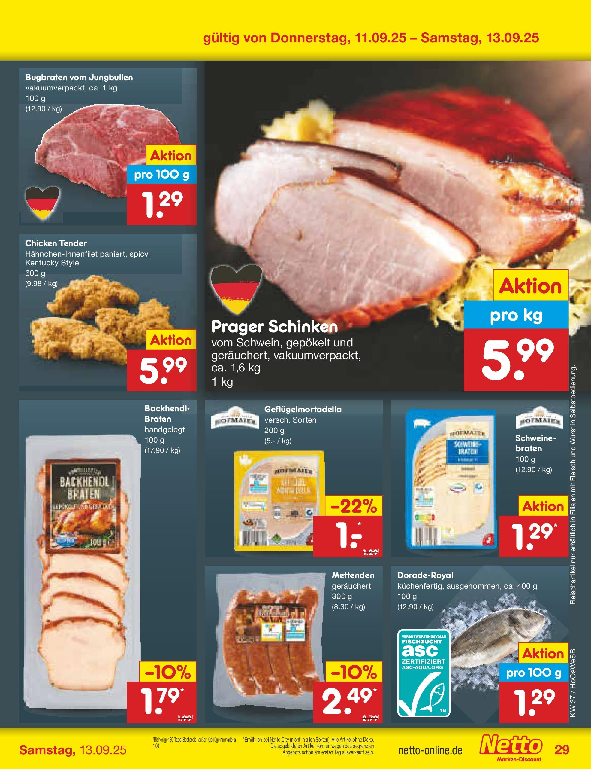 Netto Marken-Discount prospekt Hannover	 (ab 07.09.2025) » Angebote | Seite: 37 | Produkte: Wurst, Schinken, Fleisch