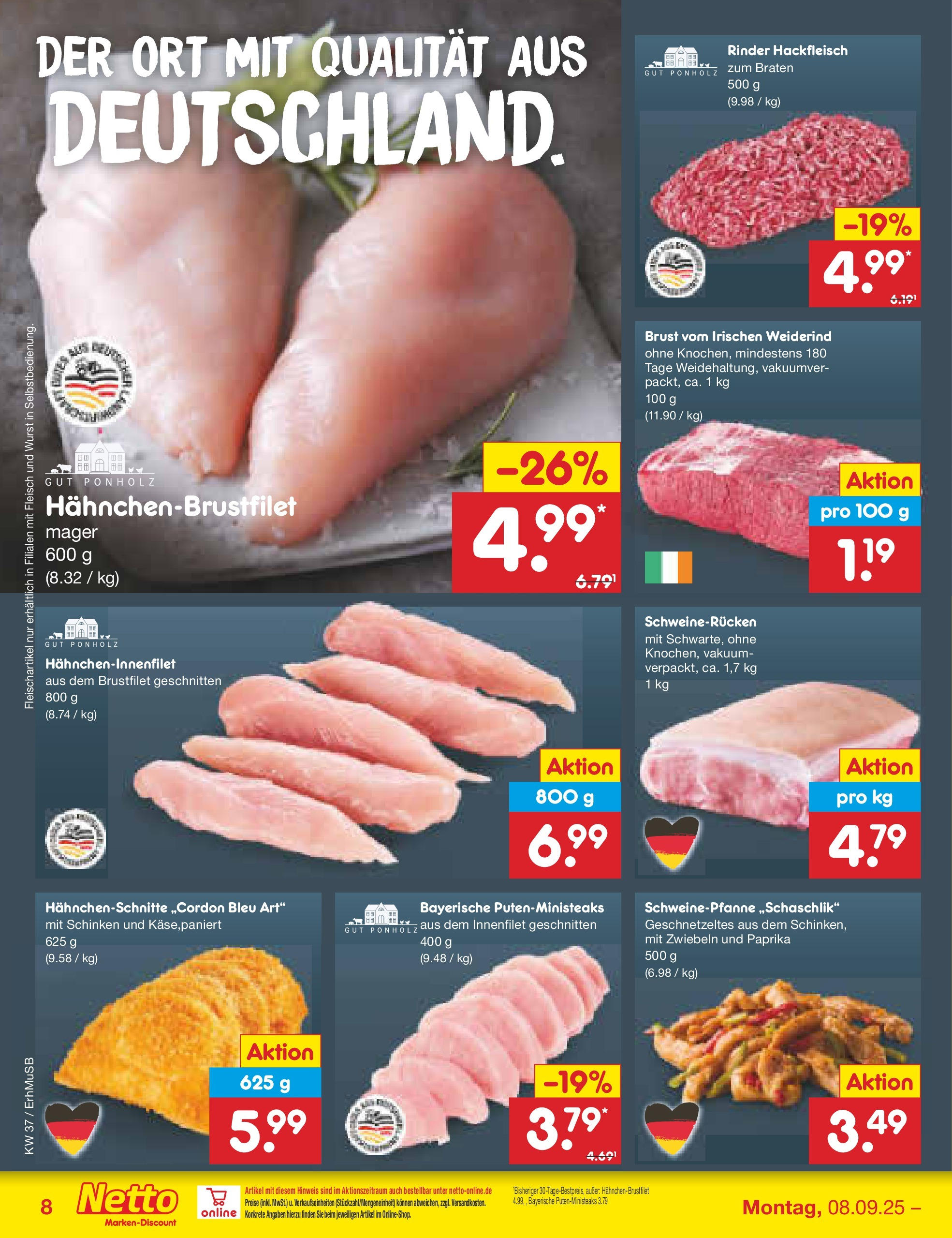Netto Marken-Discount prospekt München (ab 08.09.2025) » Angebote | Seite: 8 | Produkte: Zwiebeln, Wurst, Fleisch, Hackfleisch Netto Marken-Discount prospekt München (ab 08.09.2025) » Angebote | Seite: 8 | Produkte: Zwiebeln, Wurst, Fleisch, Hackfleisch