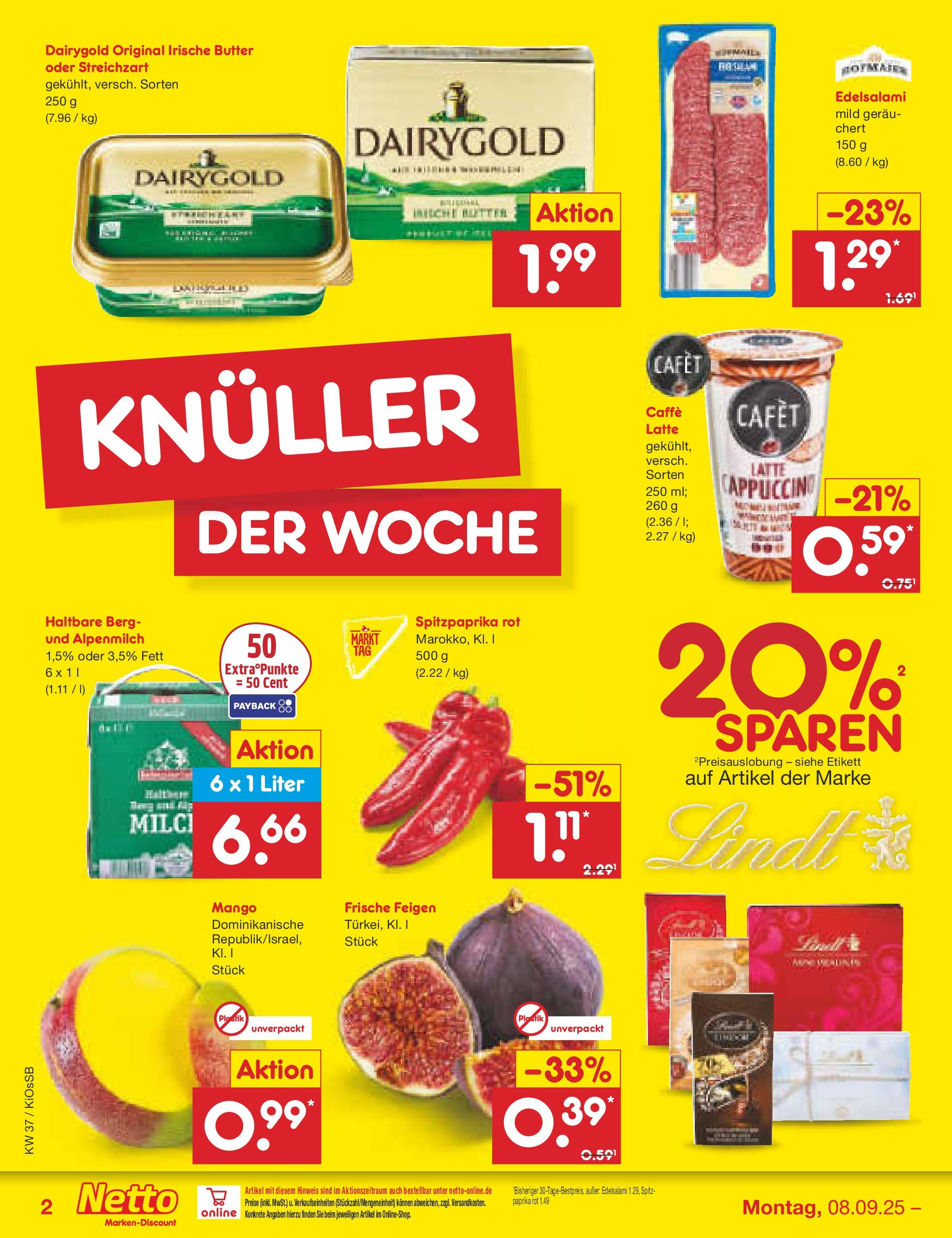 Netto Marken-Discount prospekt Oberasbach (ab 07.09.2025) » Angebote | Seite: 2 | Produkte: Butter, Paprika, Mango, Lindt Netto Marken-Discount prospekt Oberasbach (ab 07.09.2025) » Angebote | Seite: 2 | Produkte: Butter, Paprika, Mango, Lindt
