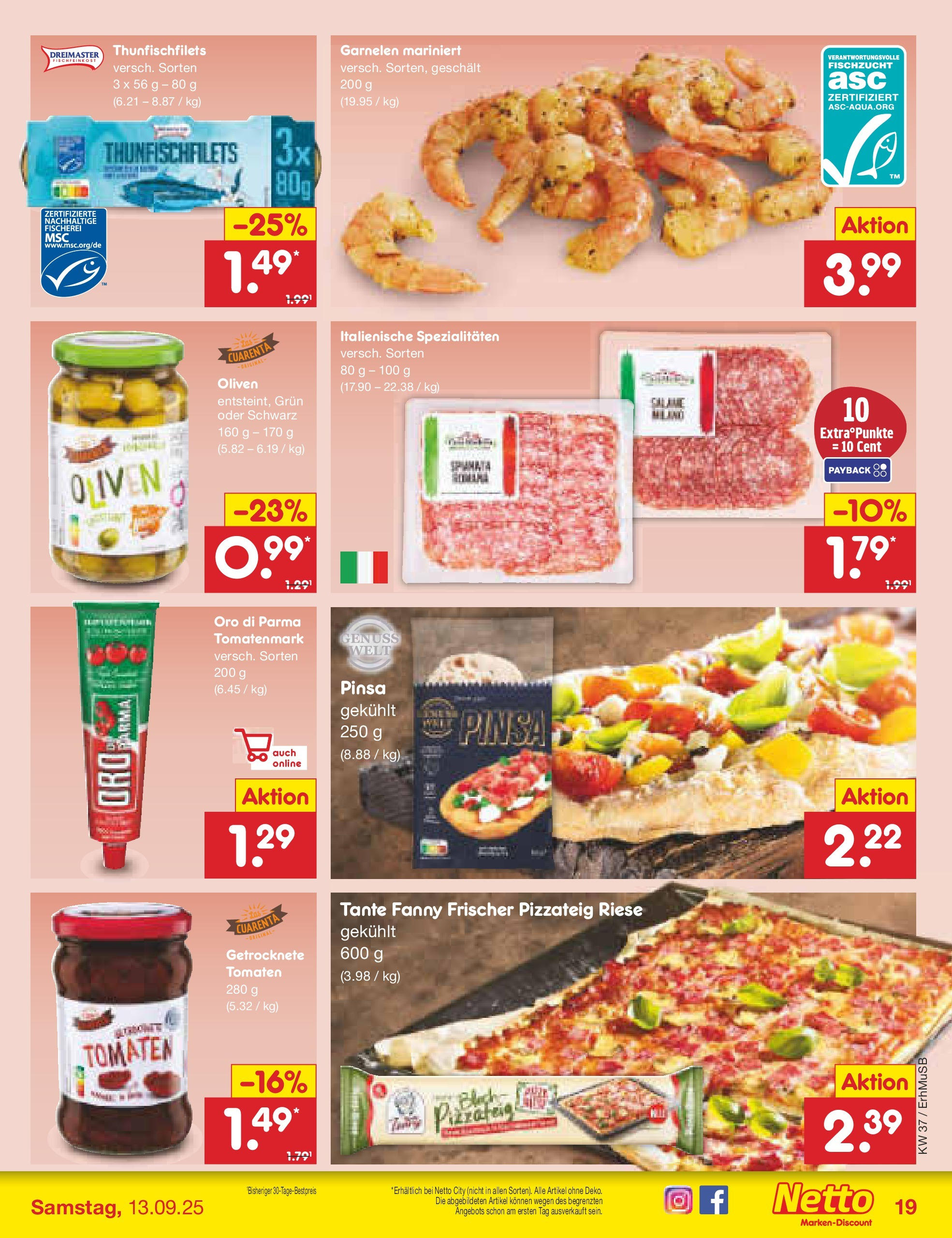Netto Marken-Discount prospekt München (ab 08.09.2025) » Angebote | Seite: 21 | Produkte: Tomaten, Garnelen, Oro di parma Netto Marken-Discount prospekt München (ab 08.09.2025) » Angebote | Seite: 21 | Produkte: Tomaten, Garnelen, Oro di parma