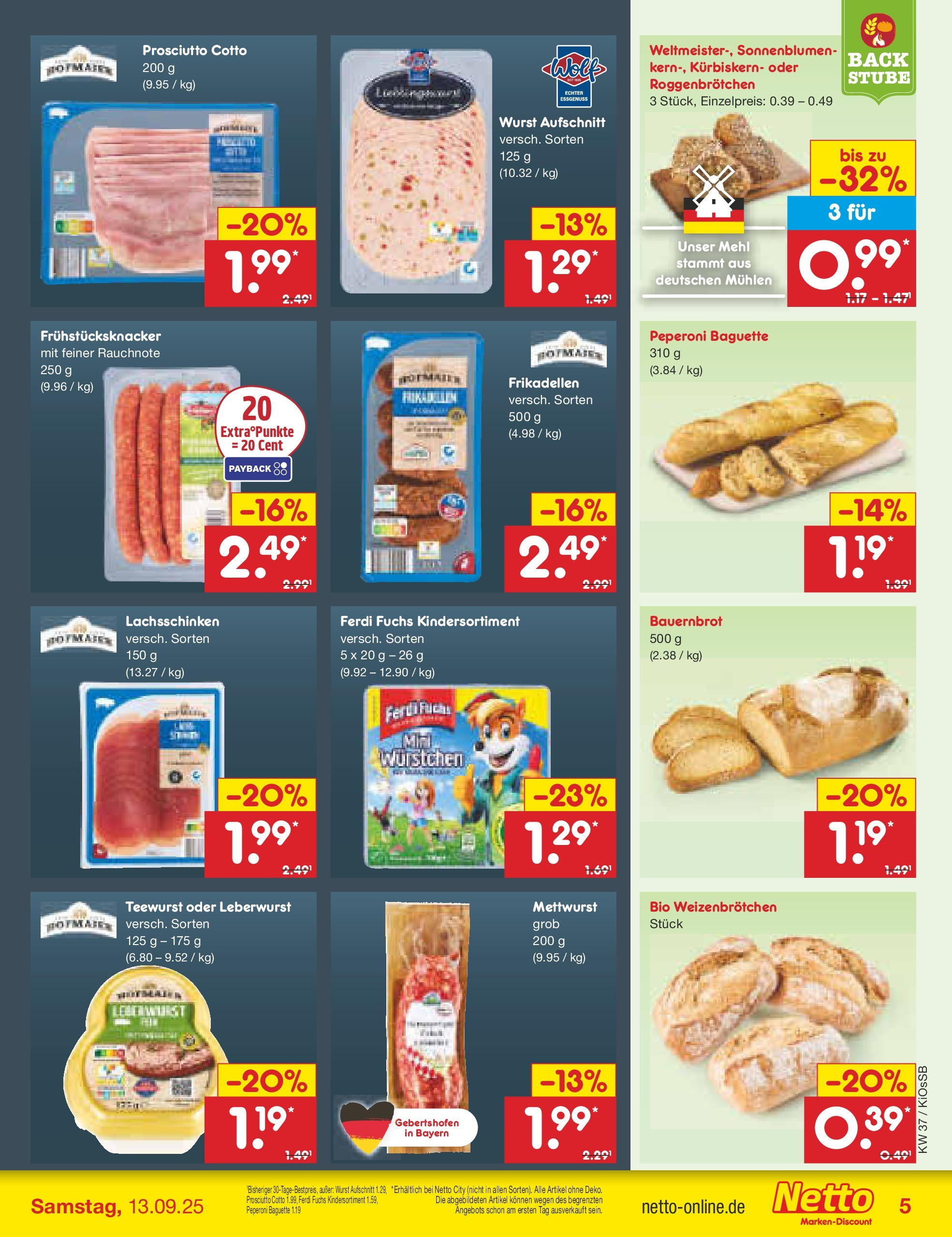 Netto Marken-Discount prospekt Oberasbach (ab 07.09.2025) » Angebote | Seite: 5 | Produkte: Mehl, Baguette, Wurst Netto Marken-Discount prospekt Oberasbach (ab 07.09.2025) » Angebote | Seite: 5 | Produkte: Mehl, Baguette, Wurst