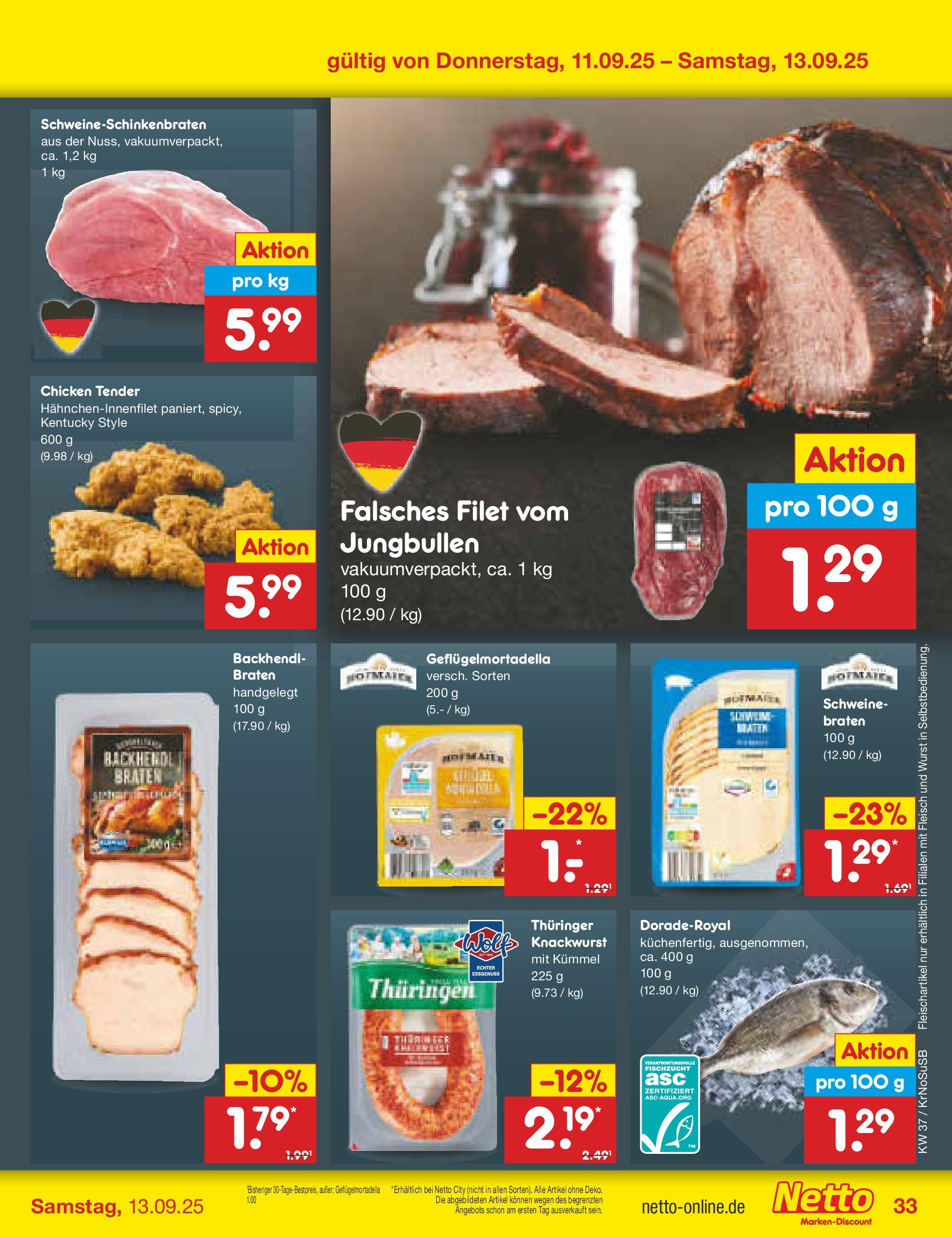 Netto Marken-Discount prospekt Duisburg	 (ab 08.09.2025) » Angebote | Seite: 49 | Produkte: Wurst, Fleisch