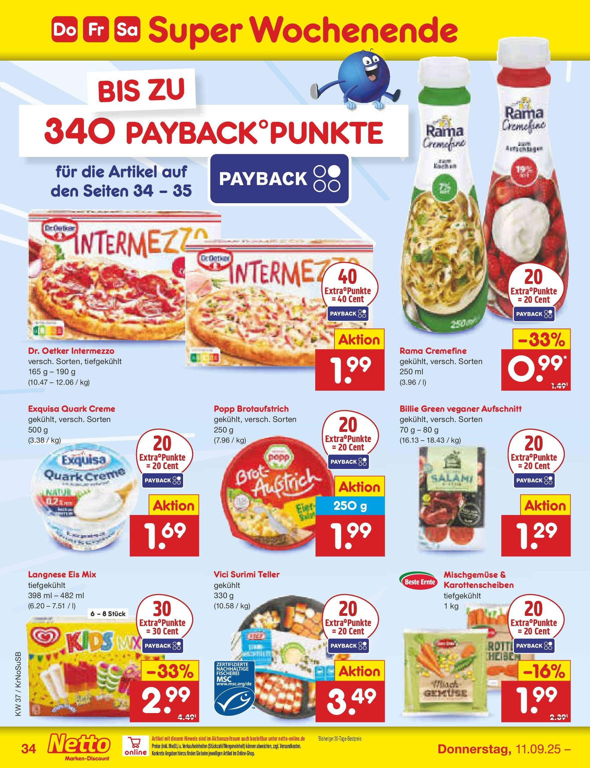 Netto Marken-Discount prospekt Duisburg	 (ab 08.09.2025) » Angebote | Seite: 50 | Produkte: Rama cremefine, Creme, Salami, Eis