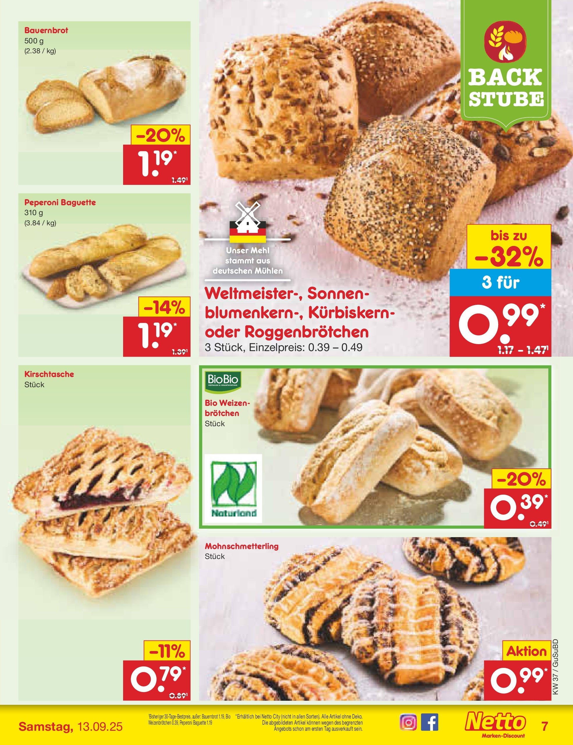 Netto Marken-Discount prospekt Glauchau	 (ab 07.09.2025) » Angebote | Seite: 7 | Produkte: Mehl, Baguette