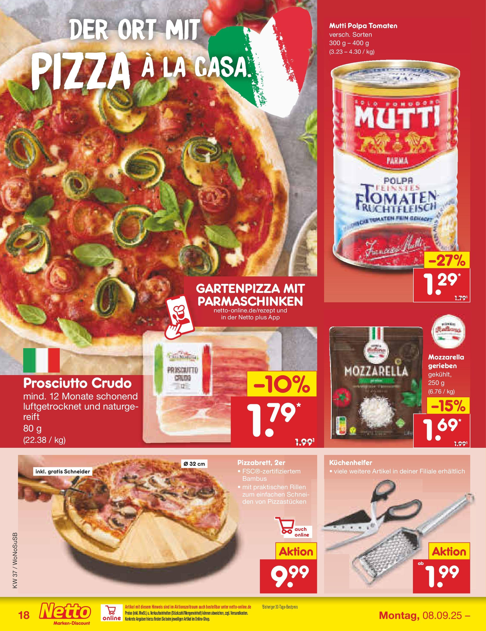 Netto Marken-Discount prospekt Mannheim (ab 07.09.2025) » Angebote | Seite: 20 | Produkte: Mozzarella, Tomaten, Pizza Netto Marken-Discount prospekt Mannheim (ab 07.09.2025) » Angebote | Seite: 20 | Produkte: Mozzarella, Tomaten, Pizza