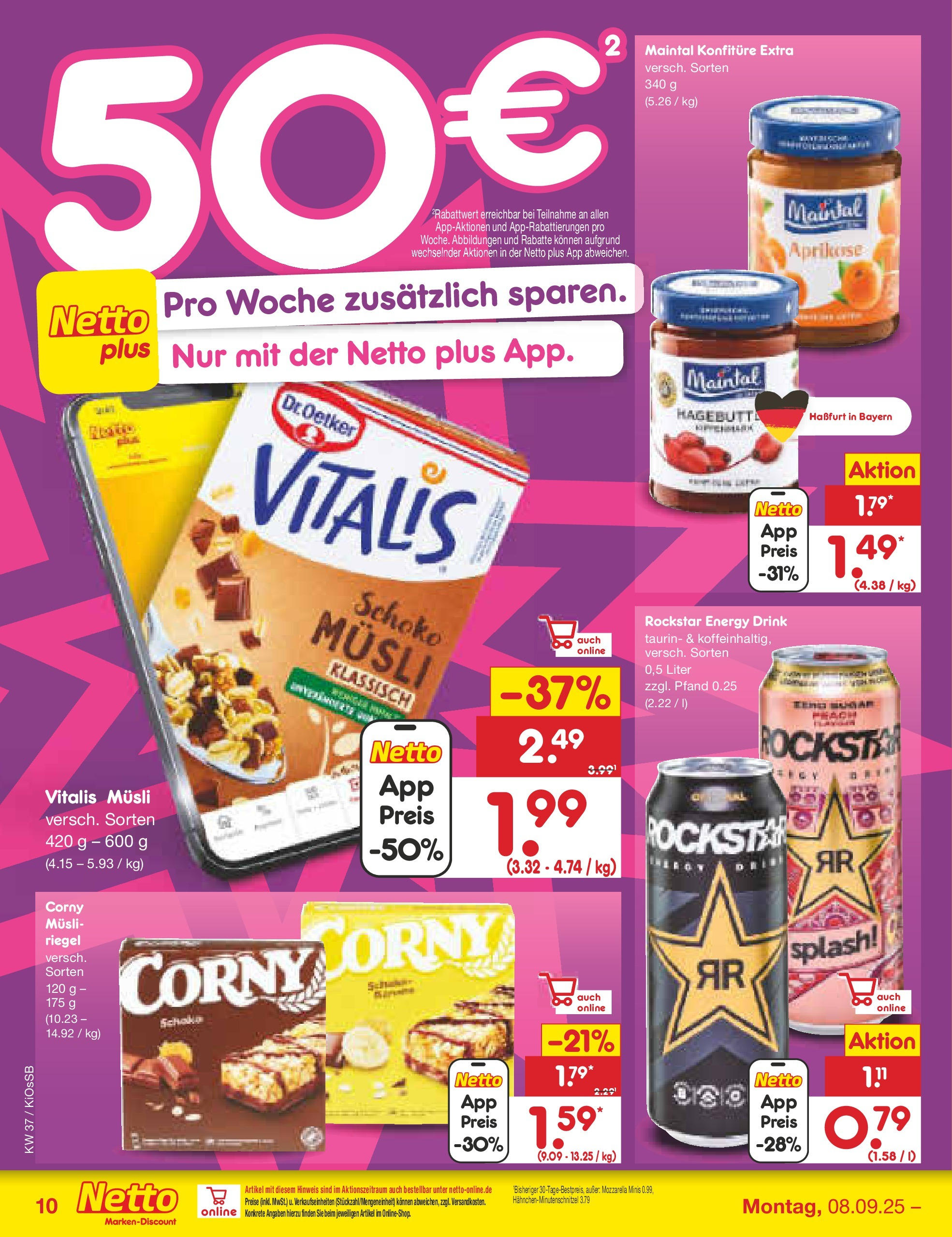 Netto Marken-Discount prospekt Oberasbach (ab 07.09.2025) » Angebote | Seite: 10 | Produkte: Musli, Energy, Mozzarella, Rockstar Netto Marken-Discount prospekt Oberasbach (ab 07.09.2025) » Angebote | Seite: 10 | Produkte: Musli, Energy, Mozzarella, Rockstar